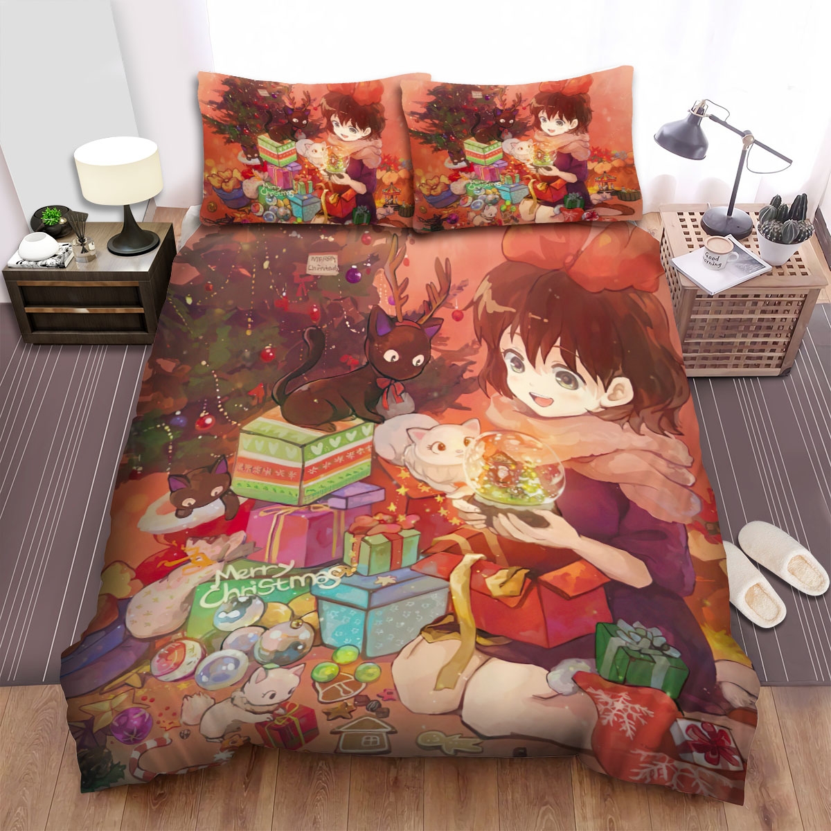 Merry Christmas Christmas Tree Anime Bed Sheets Spread Duvet Cover Bedding Set - Unique Anime Apparel for Fans