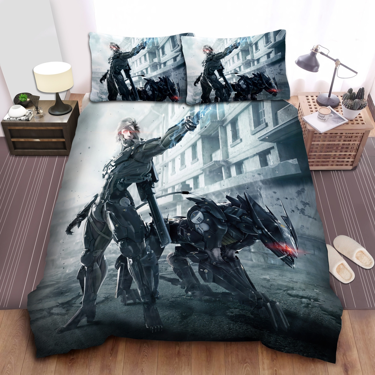 Metal Gear Raiden & Blade Wolf Bed Sheets Spread Duvet Cover Bedding Set - Unique Anime Apparel for Fans
