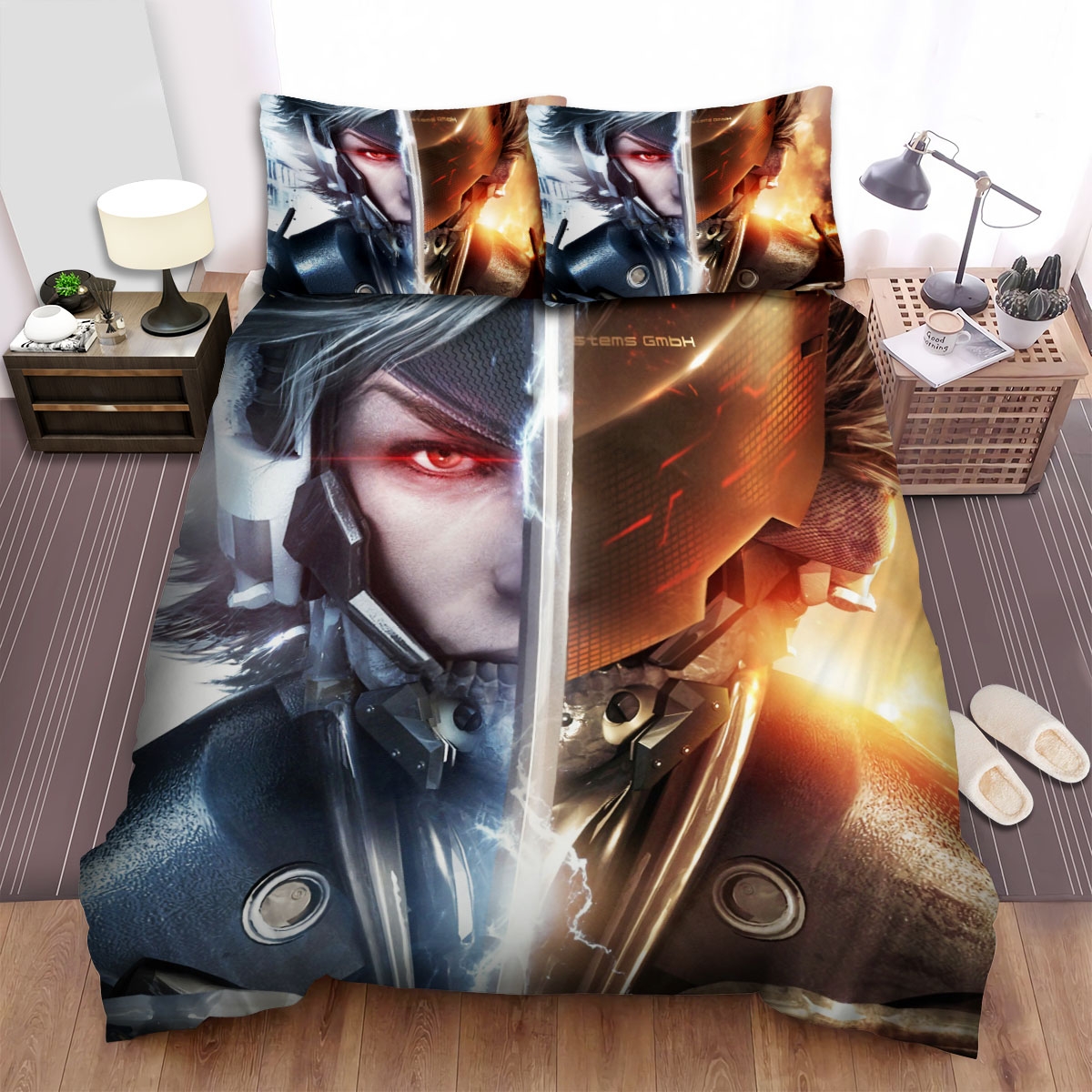 Metal Gear Solid The White Devil's Face Bed Sheets Spread Duvet Cover Bedding Set - Unique Anime Apparel for Fans