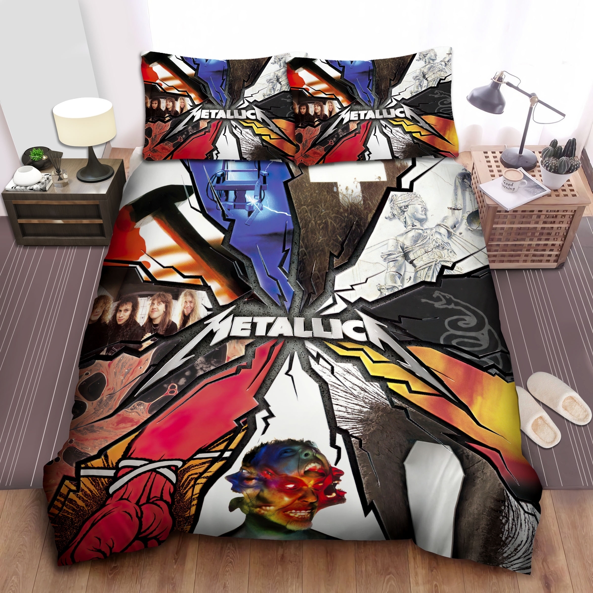 Metallica Albums Covers Collage Bed Sheet Spread Duvet Cover Bedding Set - Unique Anime Apparel for Fans