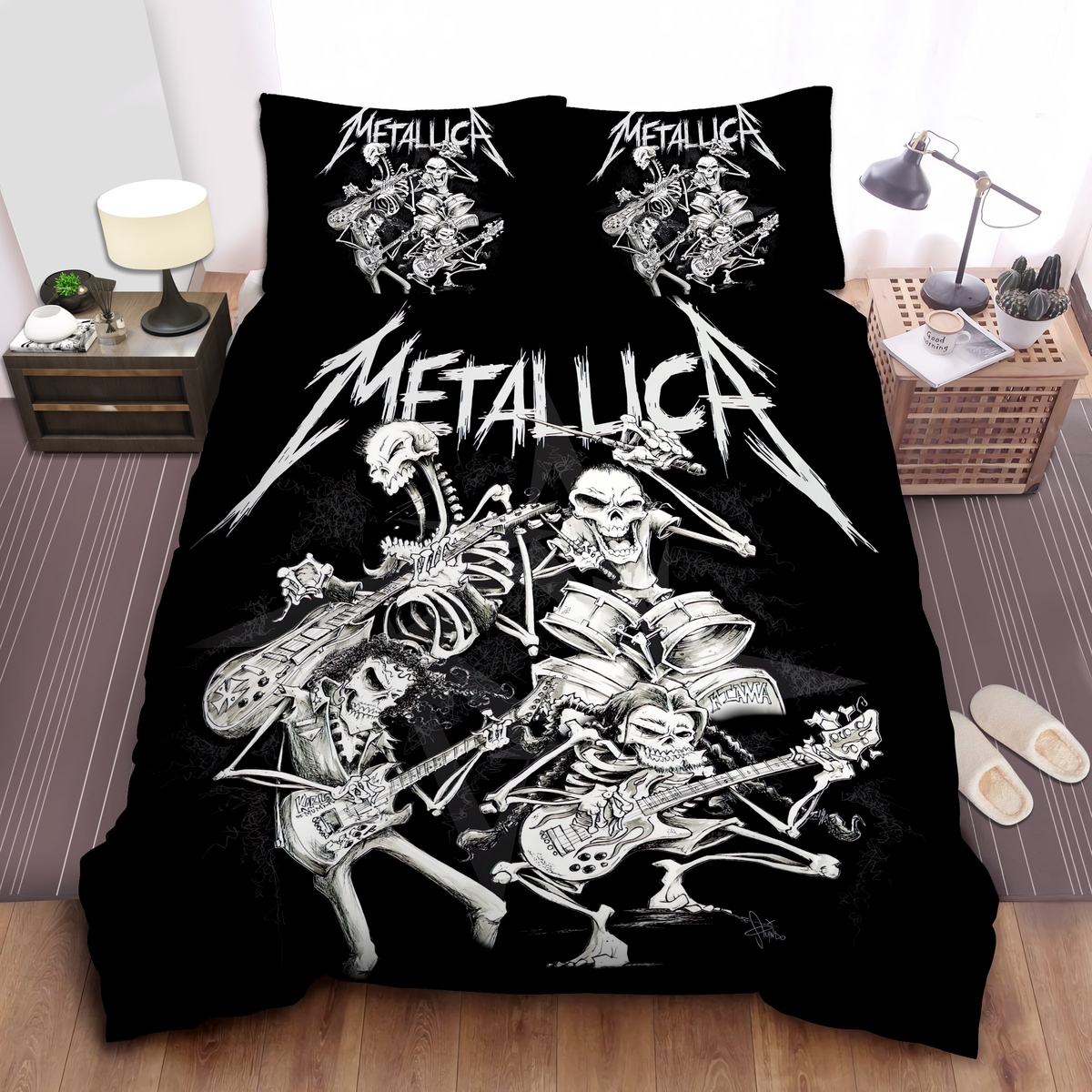 Metallica Band Of Skeletons Bed Sheet Spread Duvet Cover Bedding Set - Unique Anime Apparel for Fans