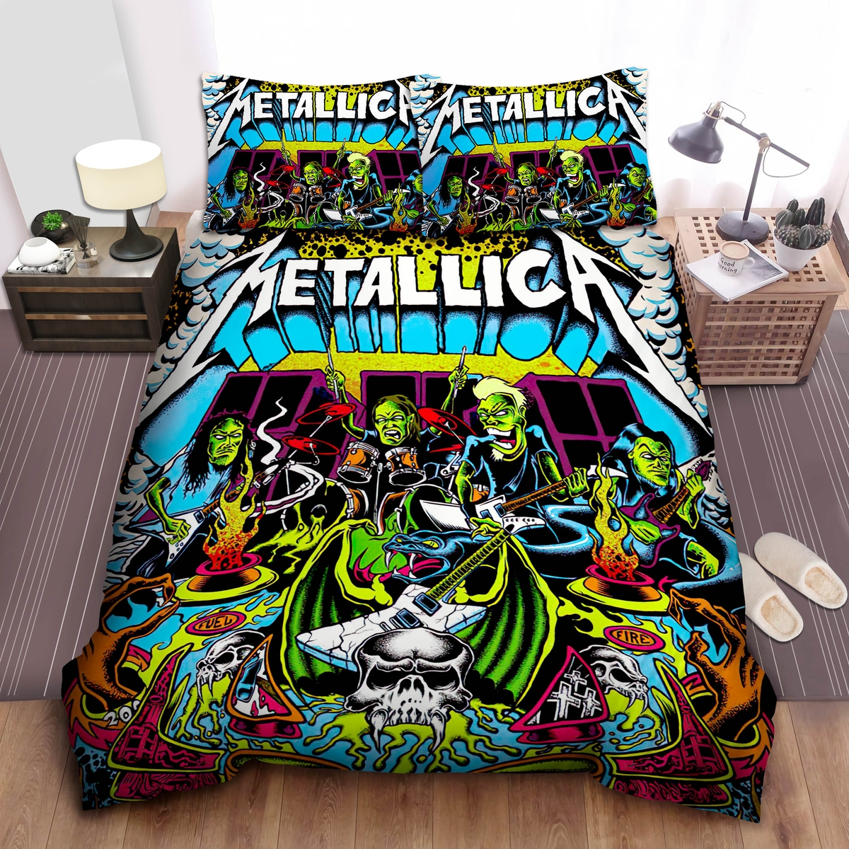 Metallica Fuel And Fire Bed Sheets Spread Duvet Cover Bedding Set - Unique Anime Apparel for Fans