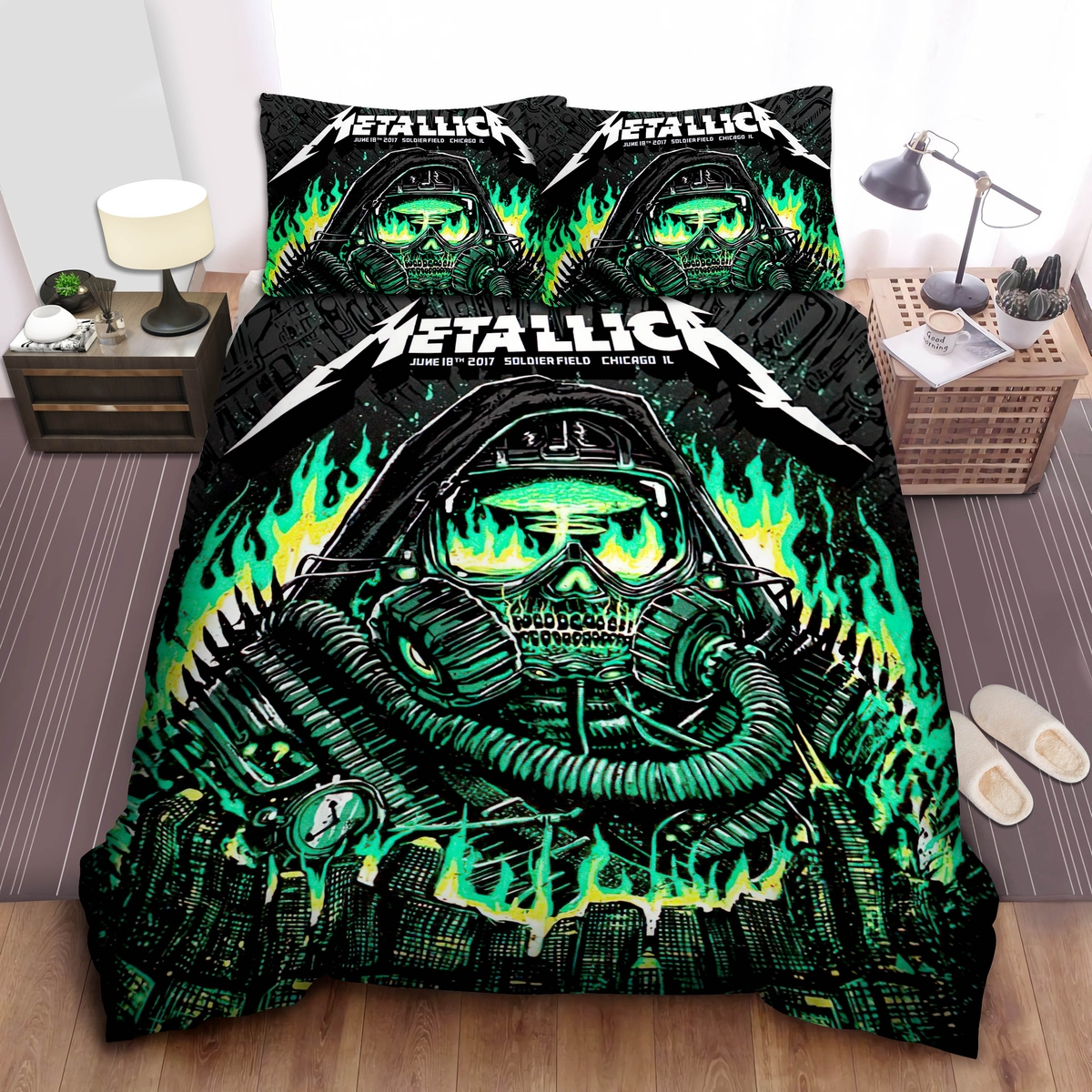 Metallica Glow In The Dark Bed Sheets Spread Duvet Cover Bedding Set - Unique Anime Apparel for Fans