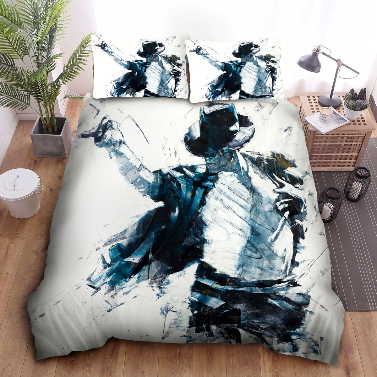 Michael Jackson In Billie Jean Art Painting Bed Sheets Spread Duvet Cover Bedding Set - Unique Anime Apparel for Fans