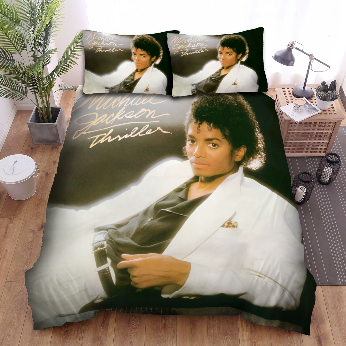 Michael Jackson Thriller Album Cover Bed Sheets Spread Duvet Cover Bedding Set - Unique Anime Apparel for Fans