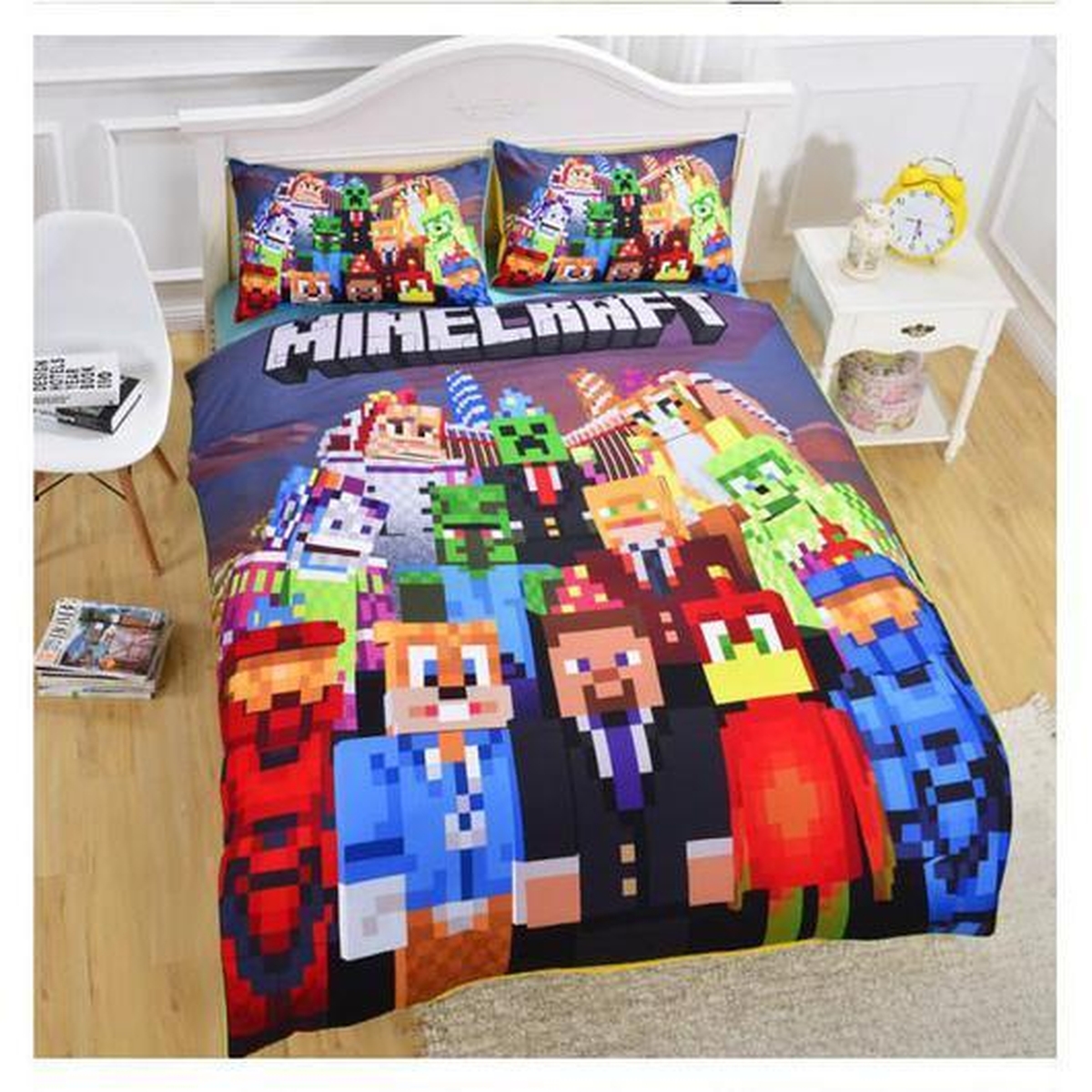Minecraft Creeper Party Bedding Bed (Duvet Cover & Pillow Cases) - Unique Anime Apparel for Fans