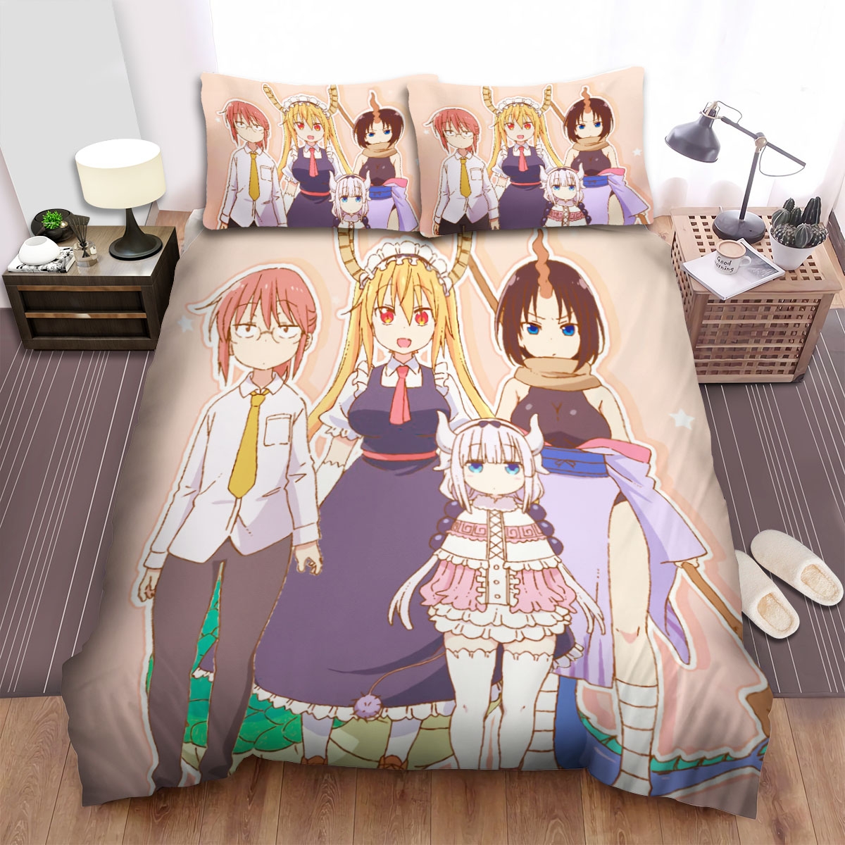 Miss Kobayashi's Dragon Maid Tohru Kobayashi Kanna Elma Bed Sheets Spread Comforter Duvet Cover Bedding Set - Unique Anime Apparel for Fans