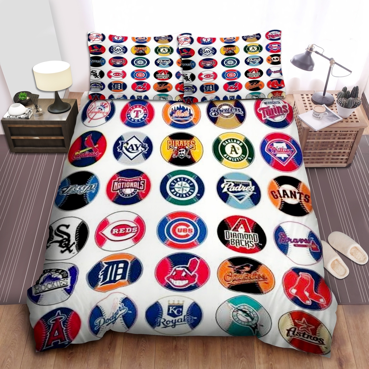 Mlb All Teams Logo Bed Sheets Spread Duvet Cover Bedding Set Ver 5 - Unique Anime Apparel for Fans