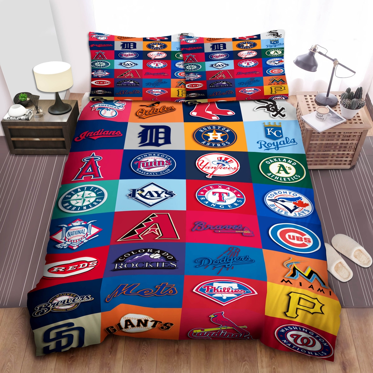 Mlb All Teams Logo Bed Sheets Spread Duvet Cover Bedding Set Ver 7 - Unique Anime Apparel for Fans