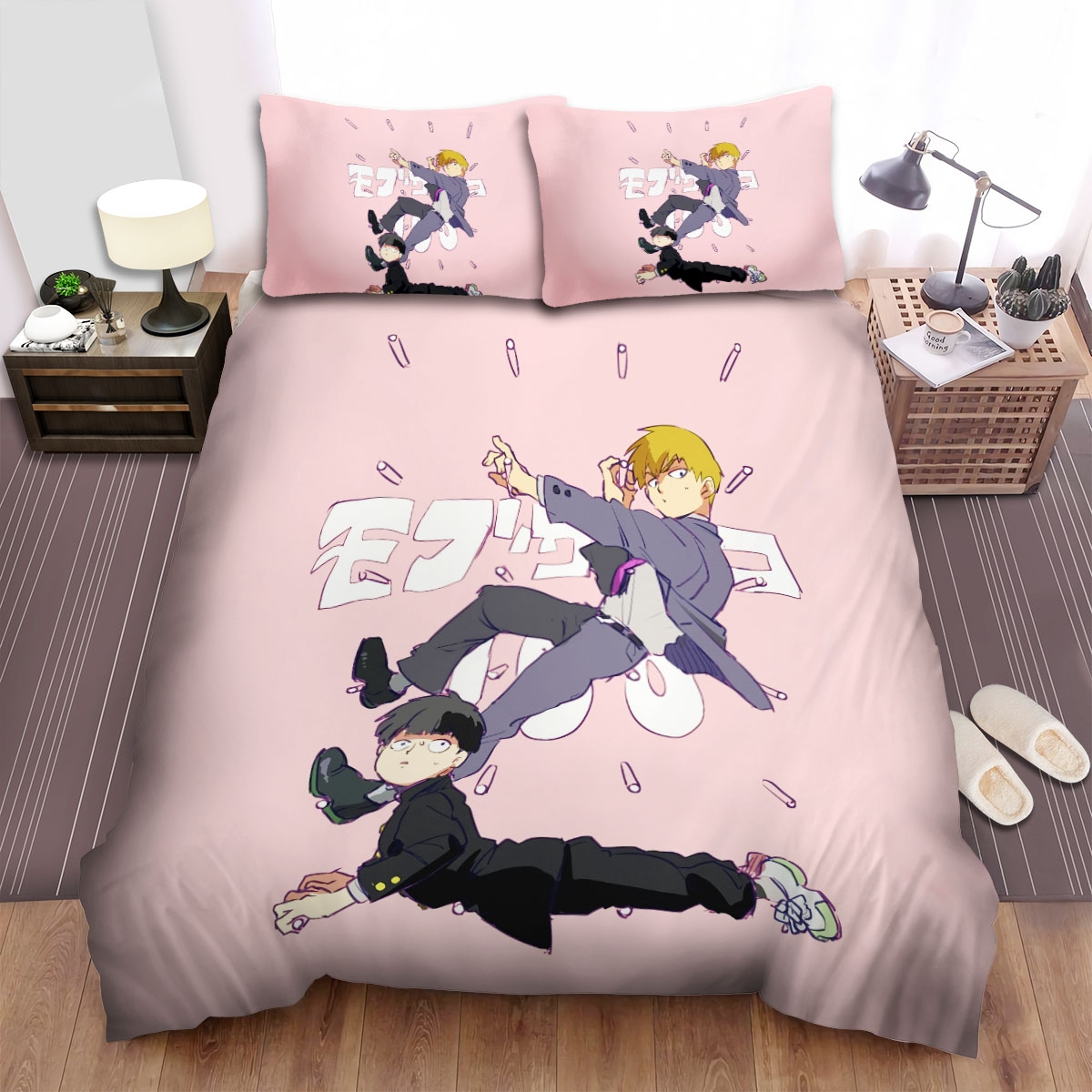 Mob Psycho 100 Reigen And Mob Bed Sheets Spread Duvet Cover Bedding Set - Unique Anime Apparel for Fans