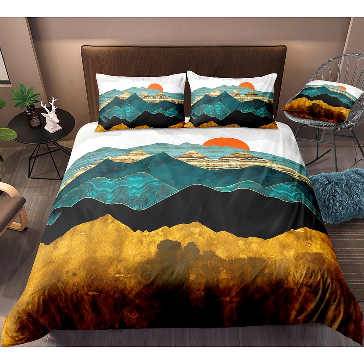 Mountain Landscape Bedding Set Bed Sheets Spread Duvet Cover Bedding Sets - Unique Anime Apparel for Fans