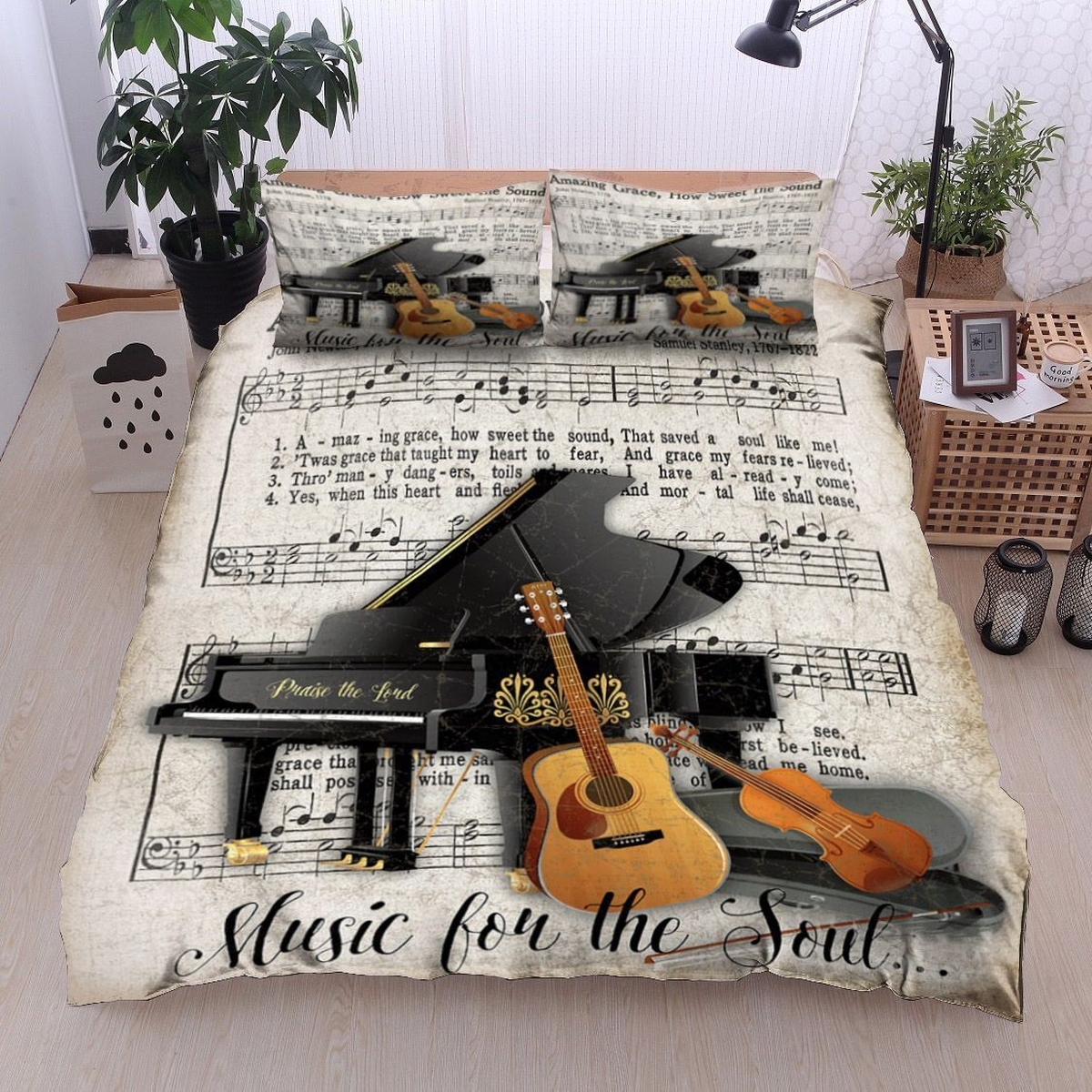Musical Instruments Music For The Soul Bed Sheets Spread Duvet Cover Bedding Set - Unique Anime Apparel for Fans
