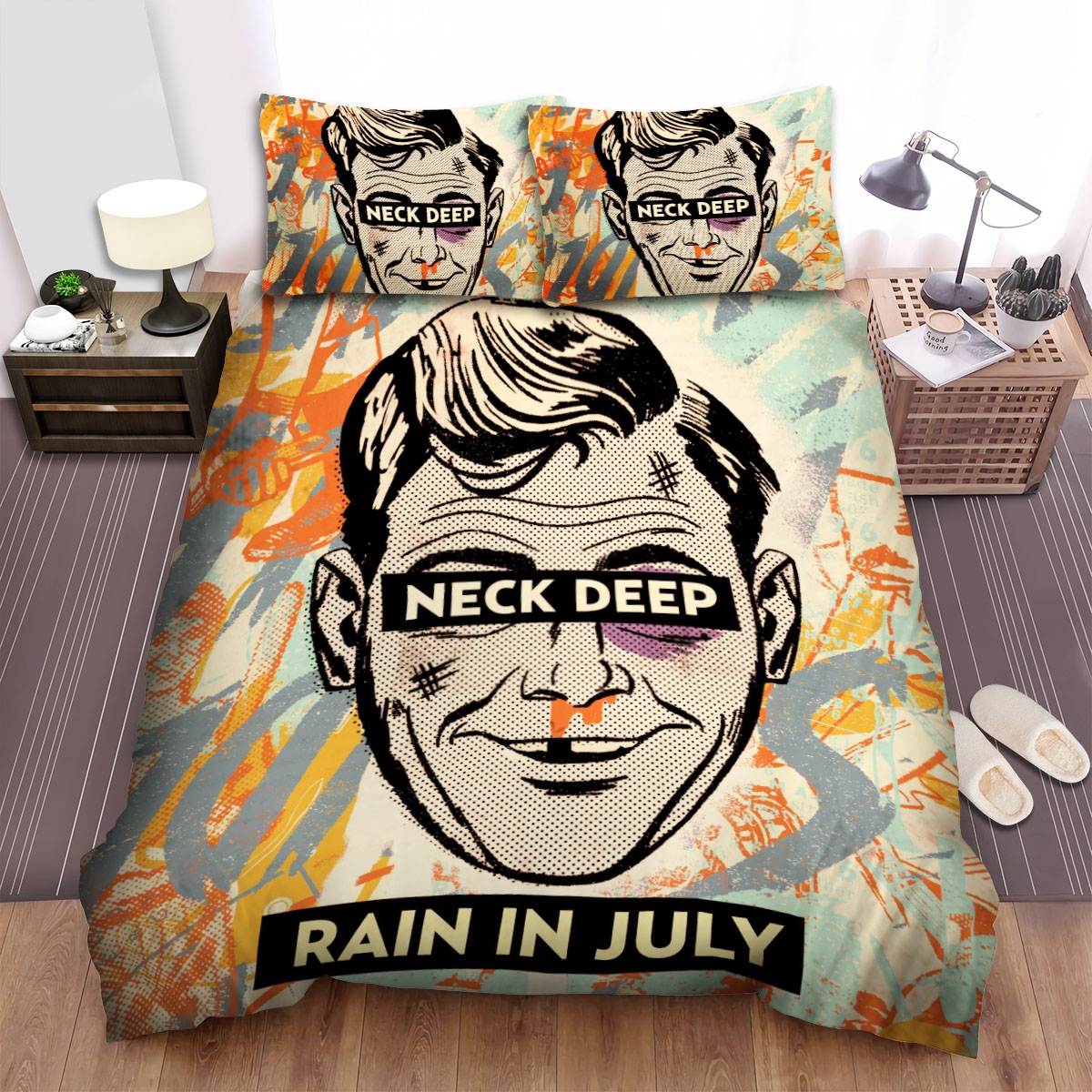 Neck Deep Rain In July Bed Sheets Spread Duvet Cover Bedding Set - Unique Anime Apparel for Fans
