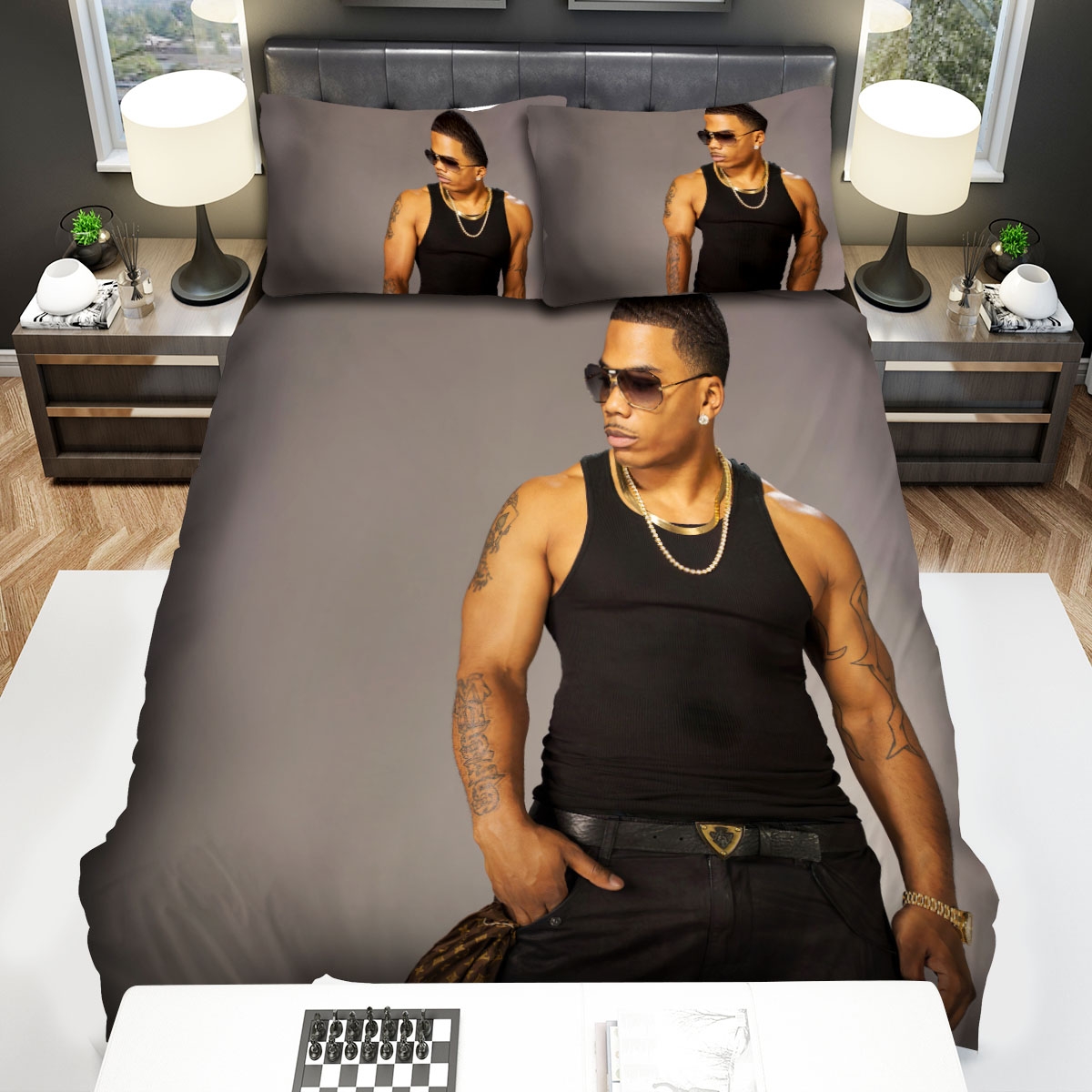 Nelly Cover Album Photoshoot Bed Sheets Spread Duvet Cover Bedding Set - Unique Anime Apparel for Fans