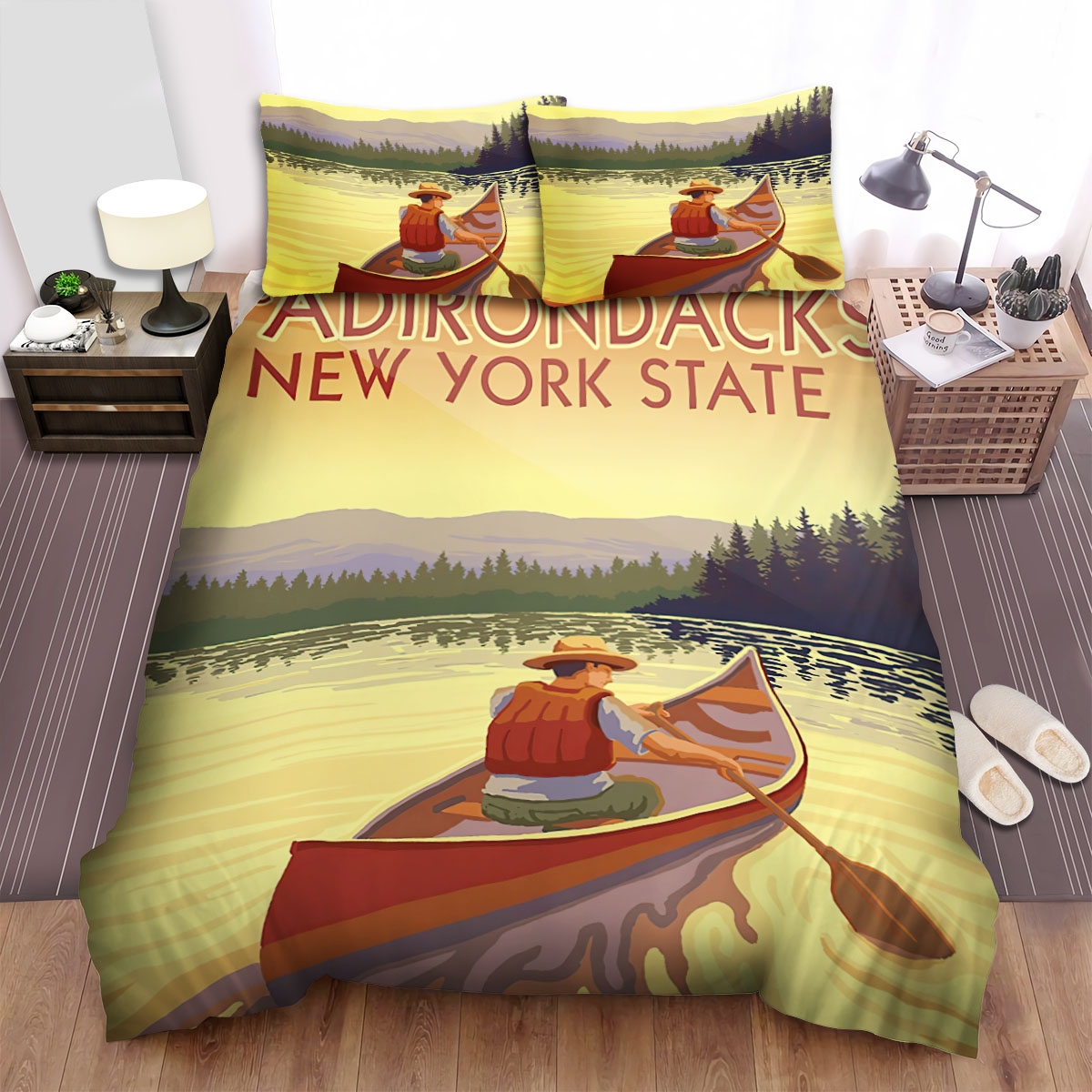 New York The Adirondacks Bed Sheets Spread Duvet Cover Bedding Set - Unique Anime Apparel for Fans