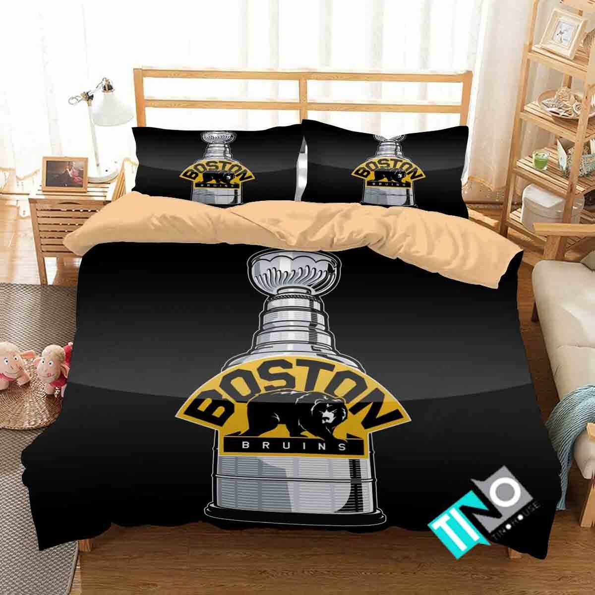 Nhl Boston Bruins 2 Logo 3d Duvet Cover Bedding Set V - Unique Anime Apparel for Fans