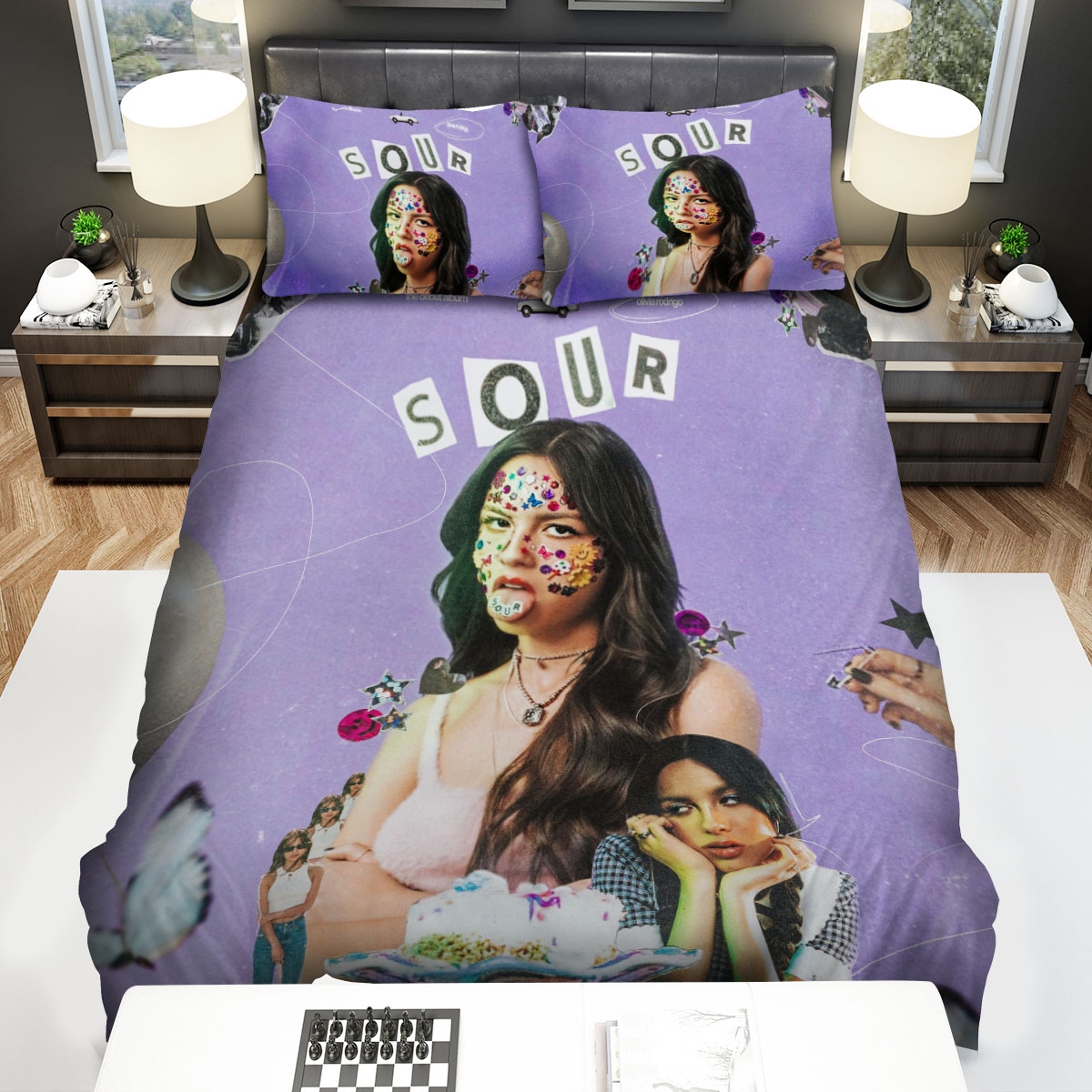 Olivia Rodrigo Sour Album Digital Art Bed Sheets Spread Duvet Cover Bedding Set - Unique Anime Apparel for Fans