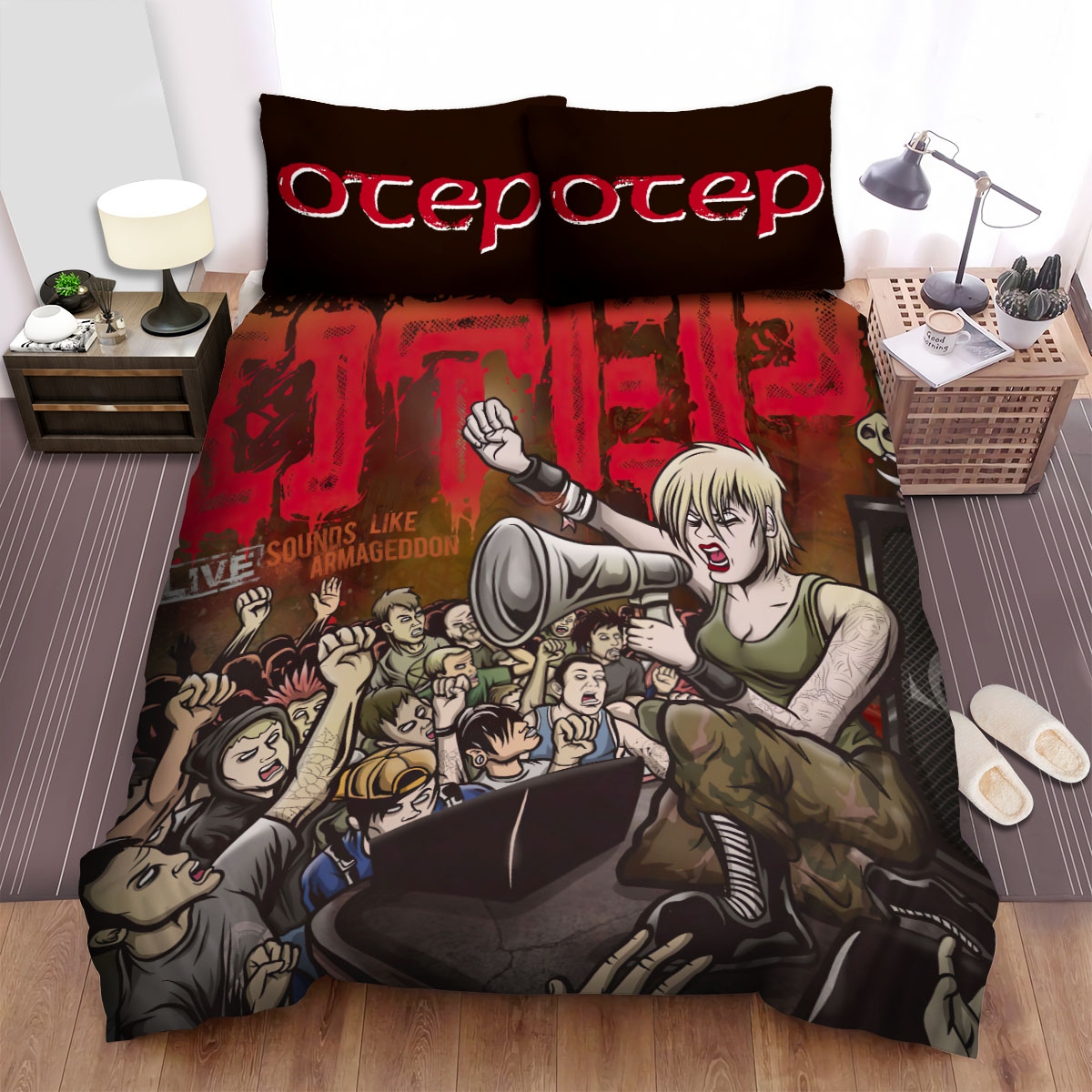 Otep Band Album Sounds Like Armageddon Bed Sheets Spread Duvet Cover Bedding Set - Unique Anime Apparel for Fans