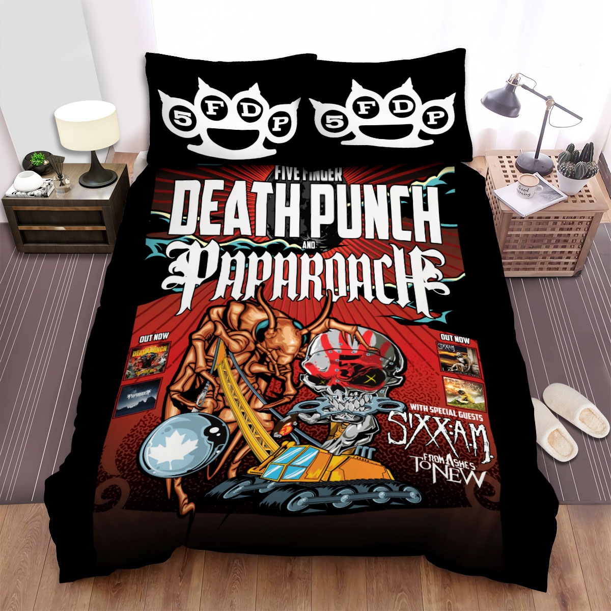 Papa Roach Cn Five Finger Death Punch Bed Sheets Spread Duvet Cover Bedding Set - Unique Anime Apparel for Fans