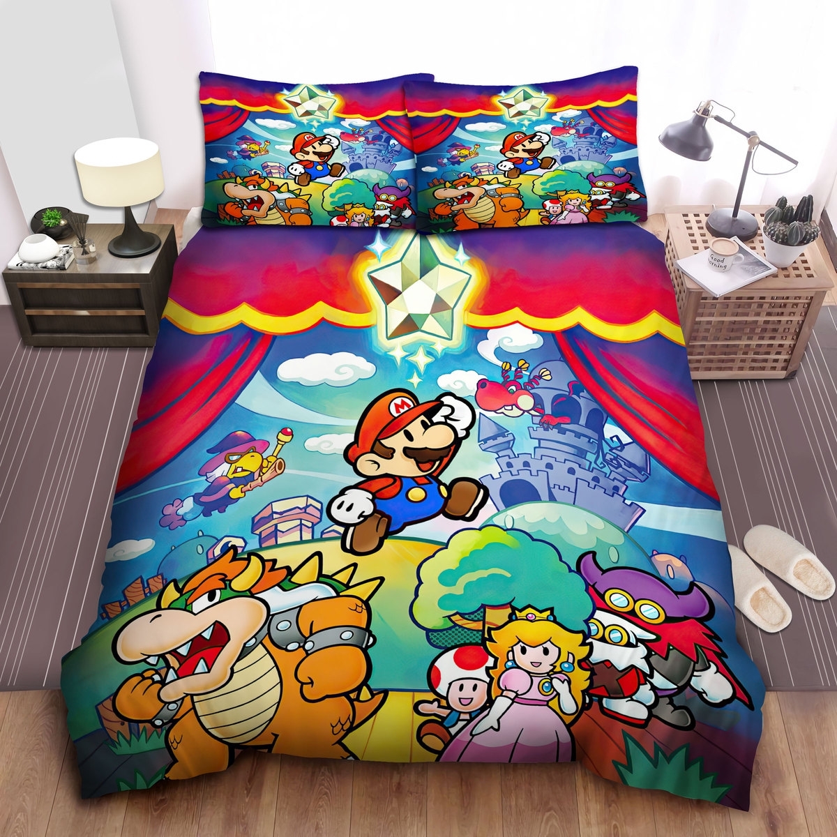 Paper Game Super Mario The Thousand-Year Door Bed Sheets Spread Duvet Cover Bedding Set - Unique Anime Apparel for Fans
