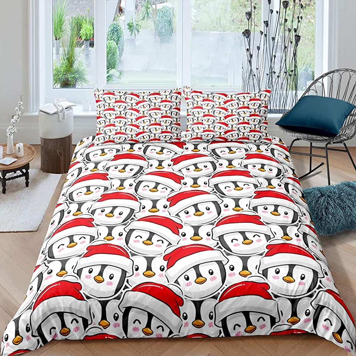 Penguin Christmas Bed Sheets Spread Duvet Cover Bedding Set - Unique Anime Apparel for Fans