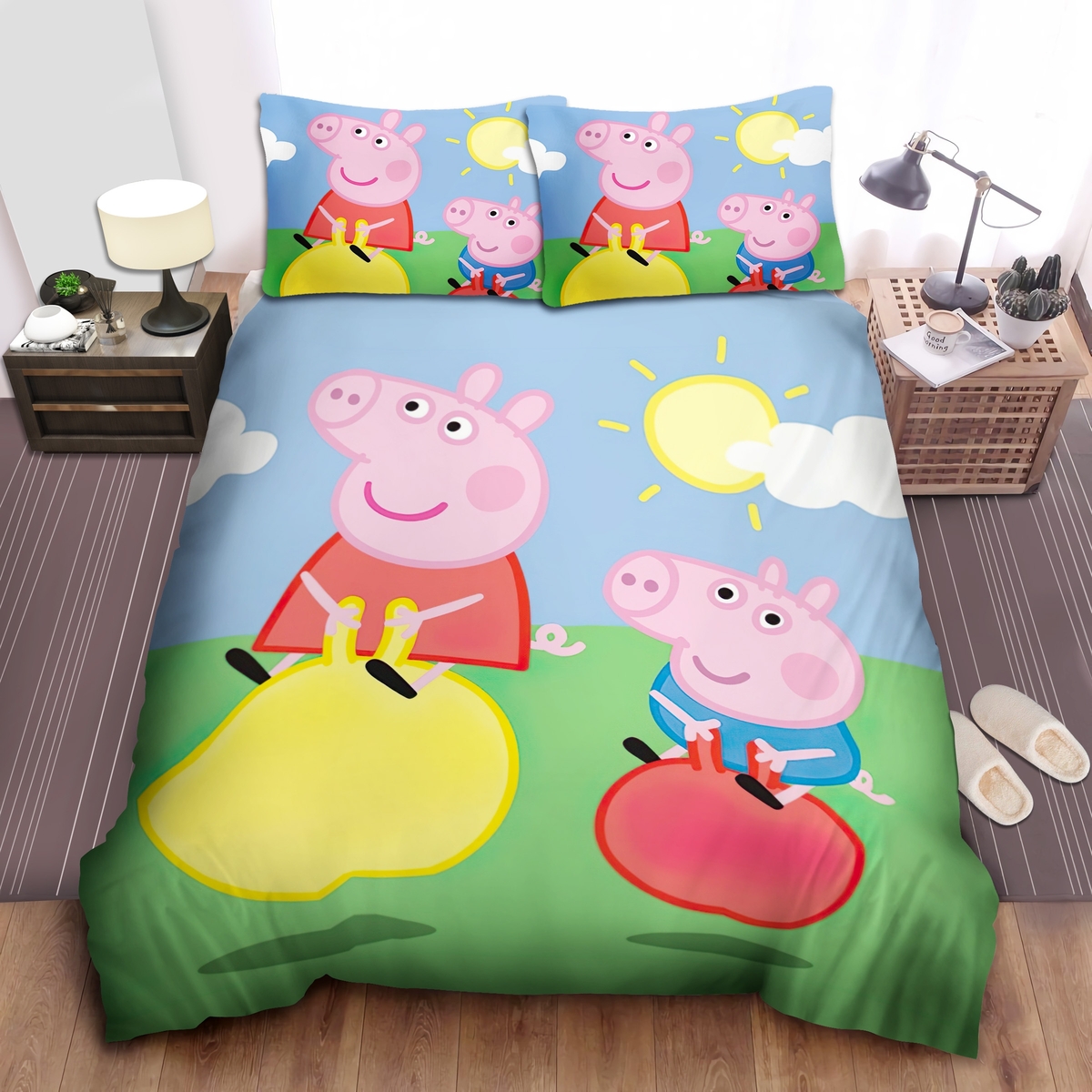 Peppa Pig And George Pig Bed Sheets Spread Duvet Cover Bedding Set - Unique Anime Apparel for Fans