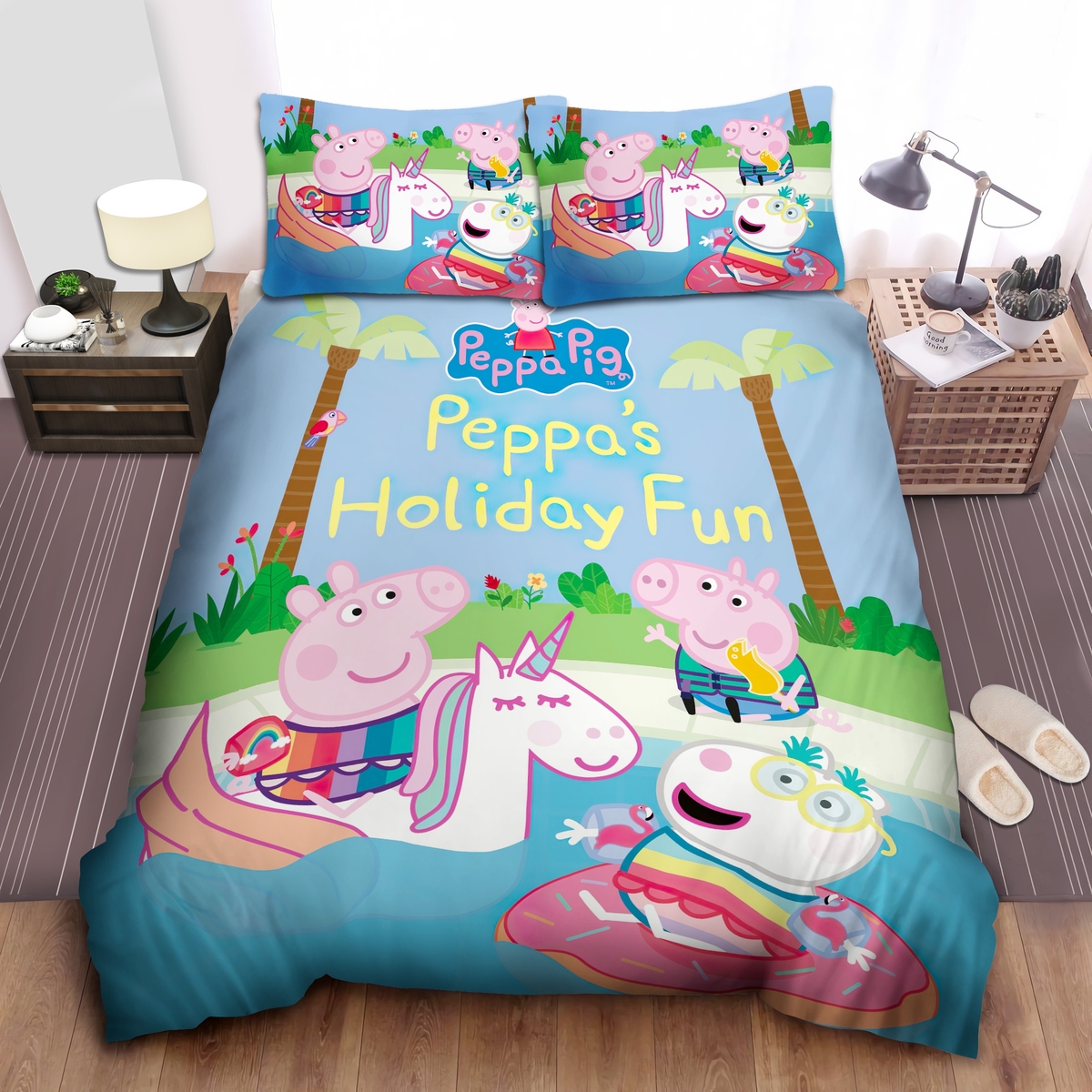 Peppa Pig Holiday Fun Bed Sheets Spread Duvet Cover Bedding Set - Unique Anime Apparel for Fans