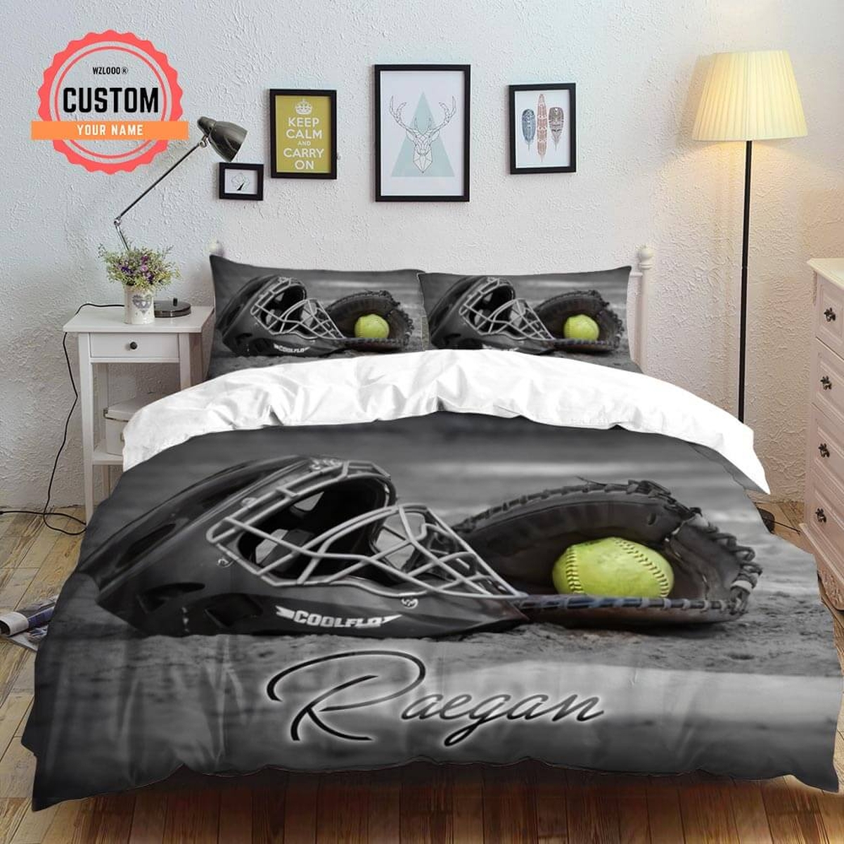 Personalized Softball Equipment Bed Sheets Spread Duvet Cover Bedding Set Perfect Gifts For Softball Lover - Unique Anime Apparel for Fans