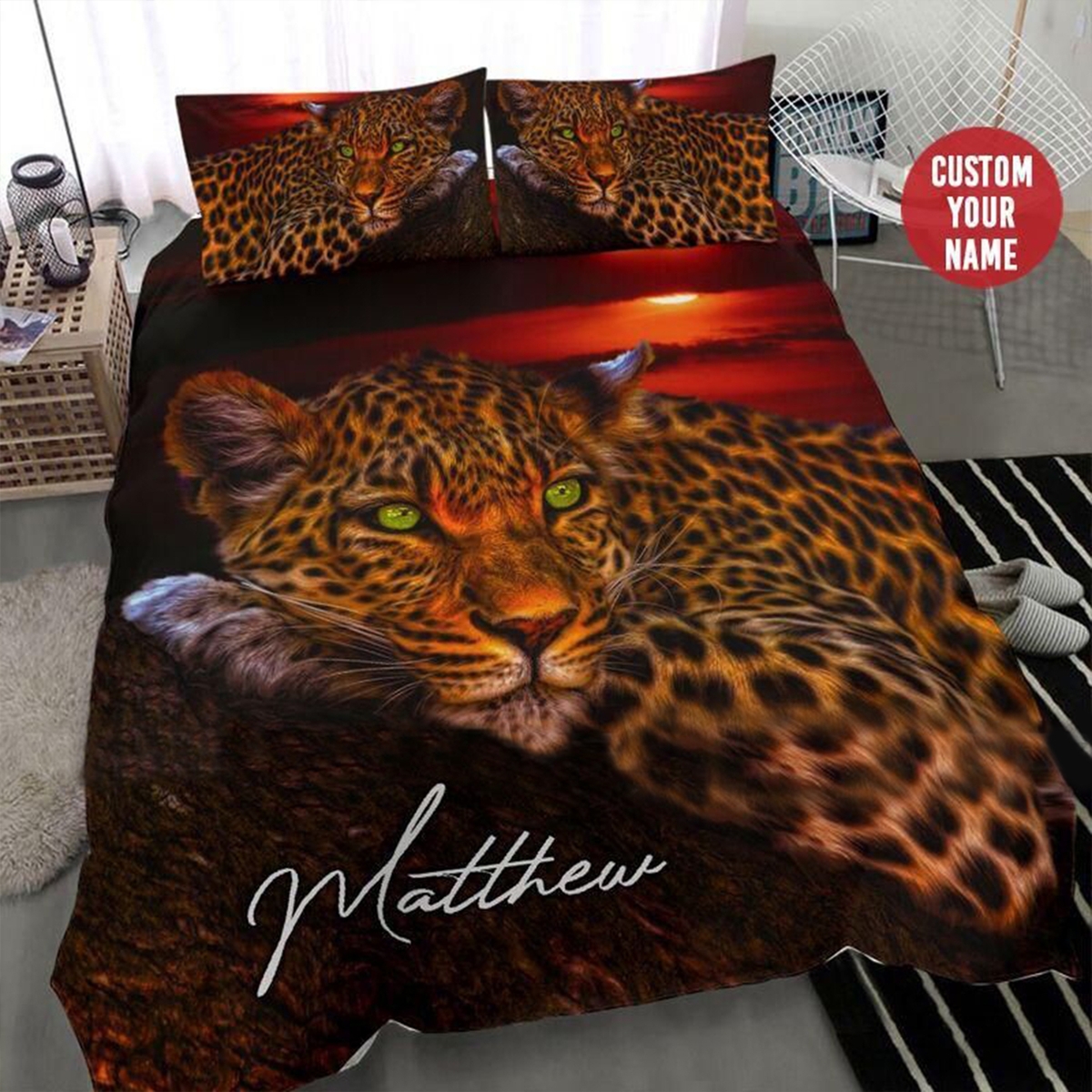 Personalized Strong Leopard In Wildlife Bed Sheets Spread Duvet Cover Bedding Set Perfect Gifts For Leopard Lover - Unique Anime Apparel for Fans