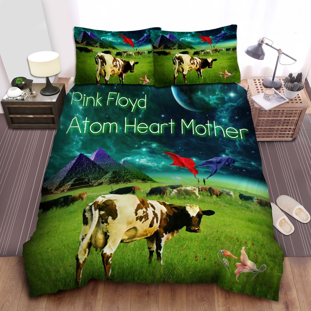 Pink Floyd Atom Heart Mother Album Art Bed Sheet Spread Duvet Cover Bedding Set - Unique Anime Apparel for Fans