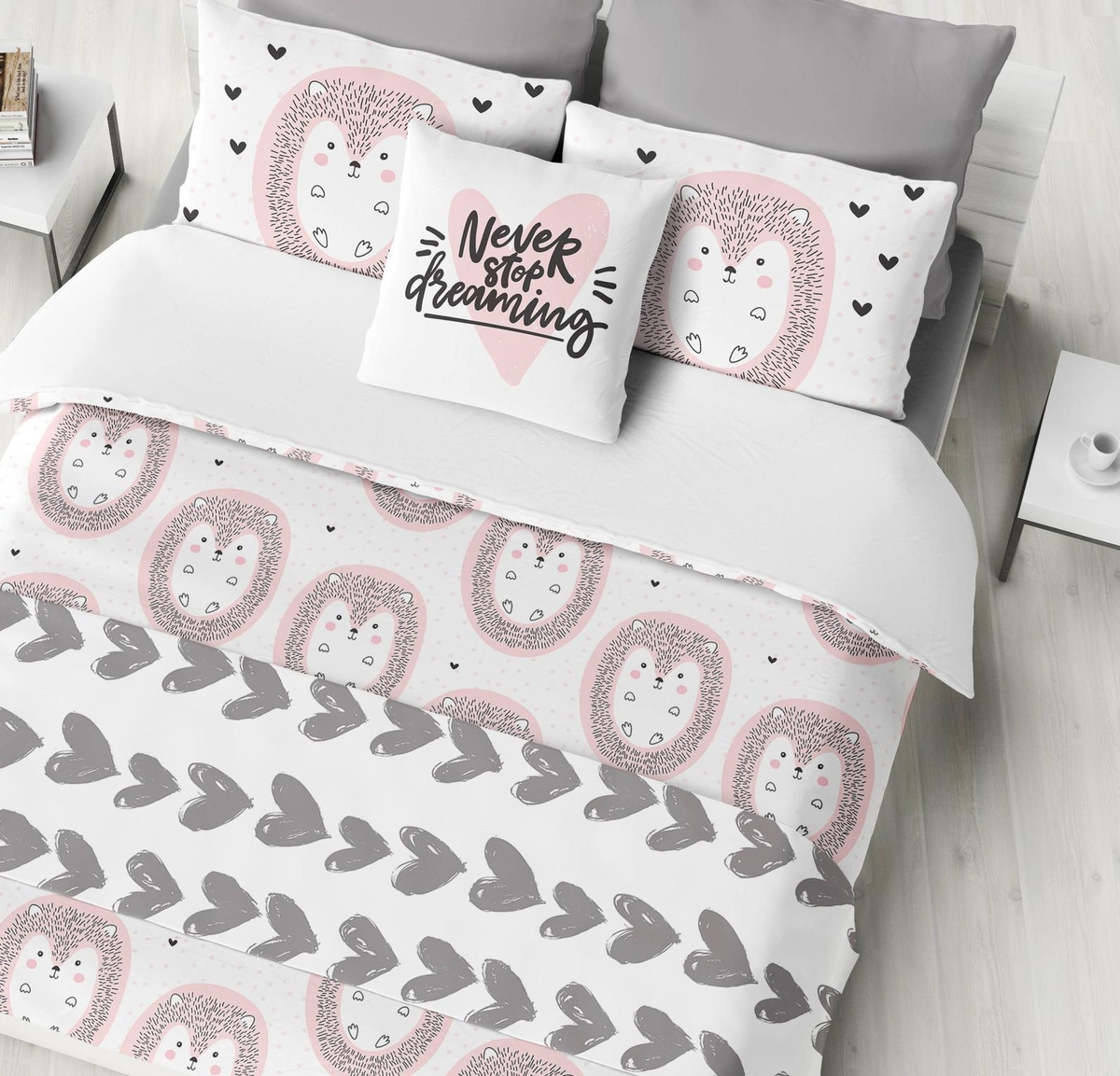 Pink Hedgehog Bed Sheets Spread Duvet Cover Bedding Set - Unique Anime Apparel for Fans