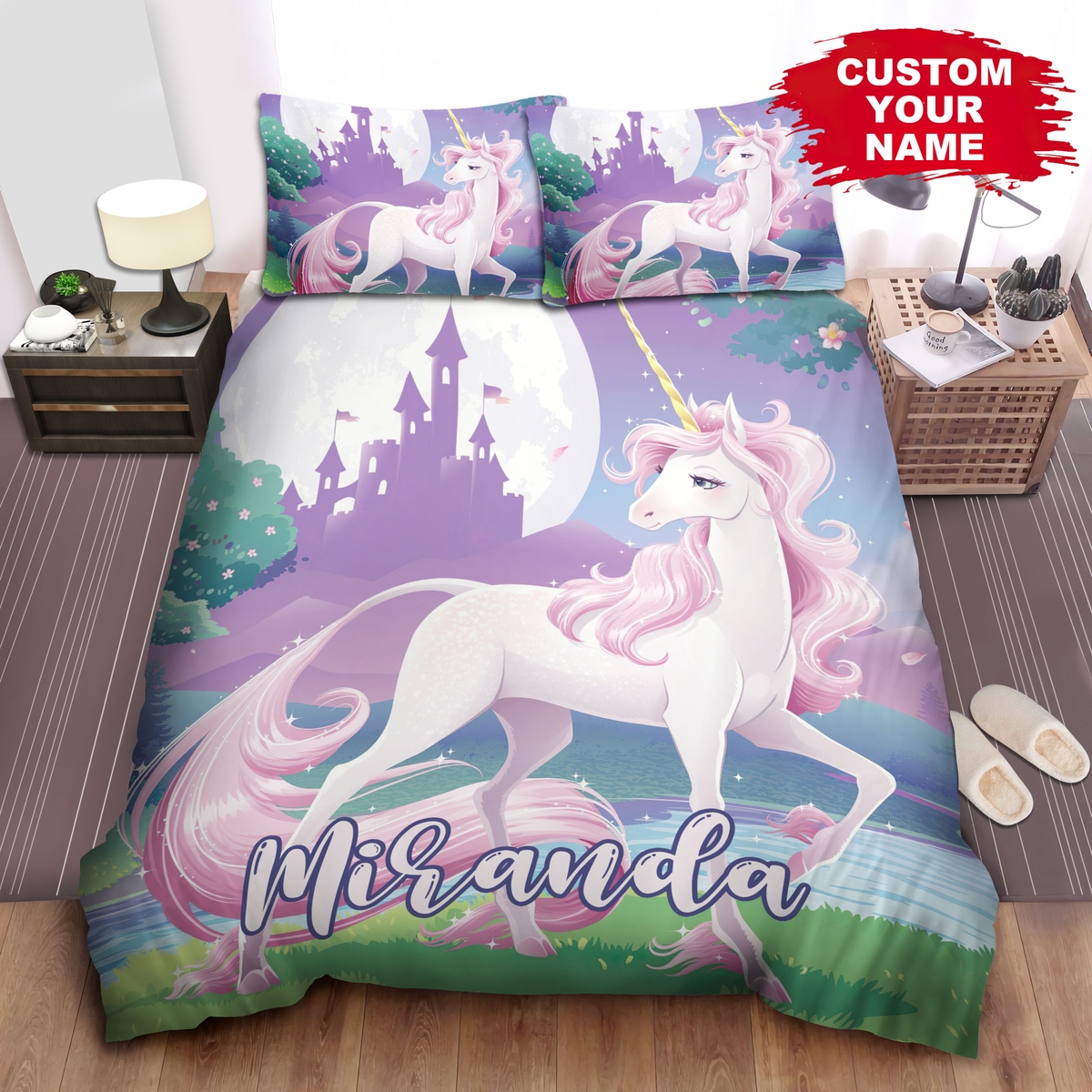 Pink Mane Unicorn Bed Sheets Spread Duvet Cover Bedding Set - Unique Anime Apparel for Fans