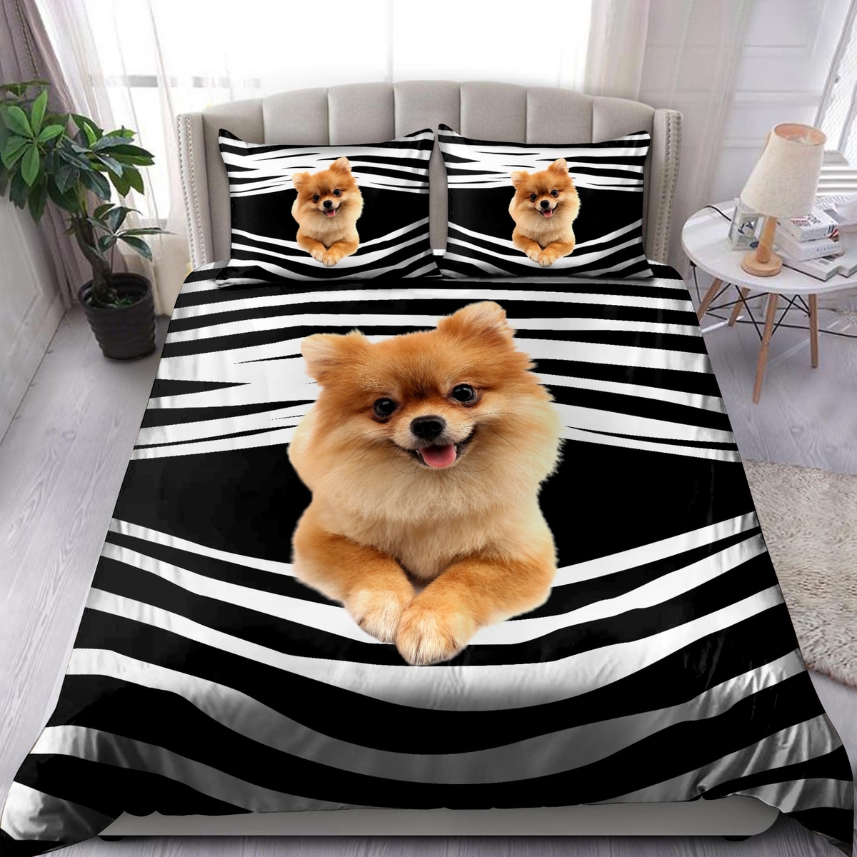 Pomeranian Dog Bedding Set Bed Sheets Spread Duvet Cover Bedding Set - Unique Anime Apparel for Fans
