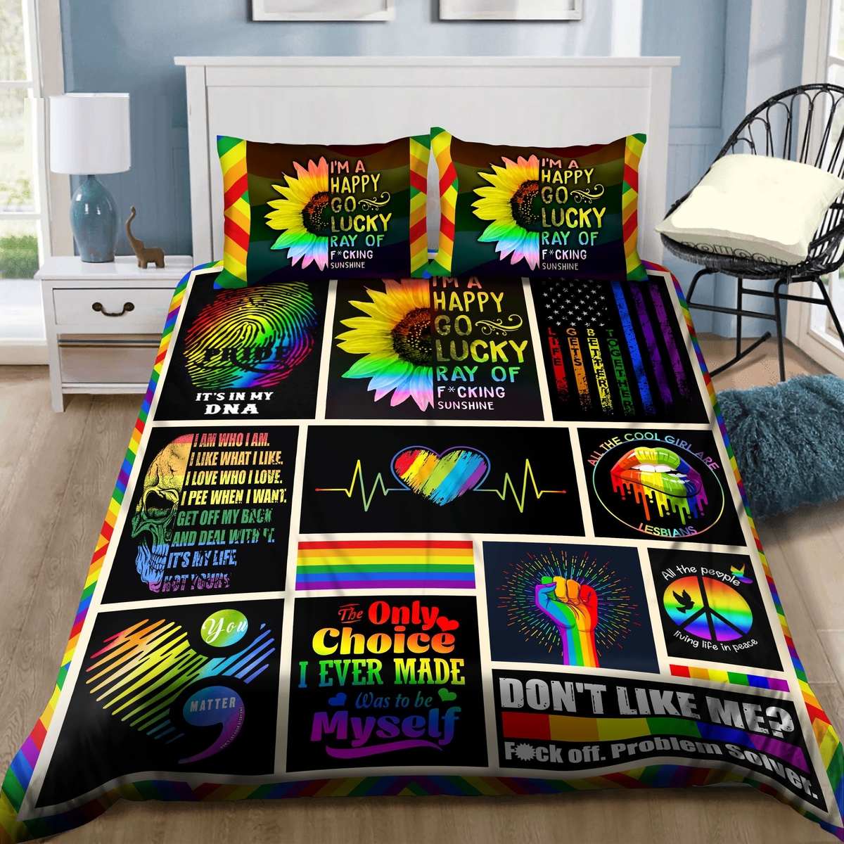 Pride LGBT It's In My DNA Bedding Set Bed Sheets Spread Comforter Duvet Cover Bedding Set - Unique Anime Apparel for Fans