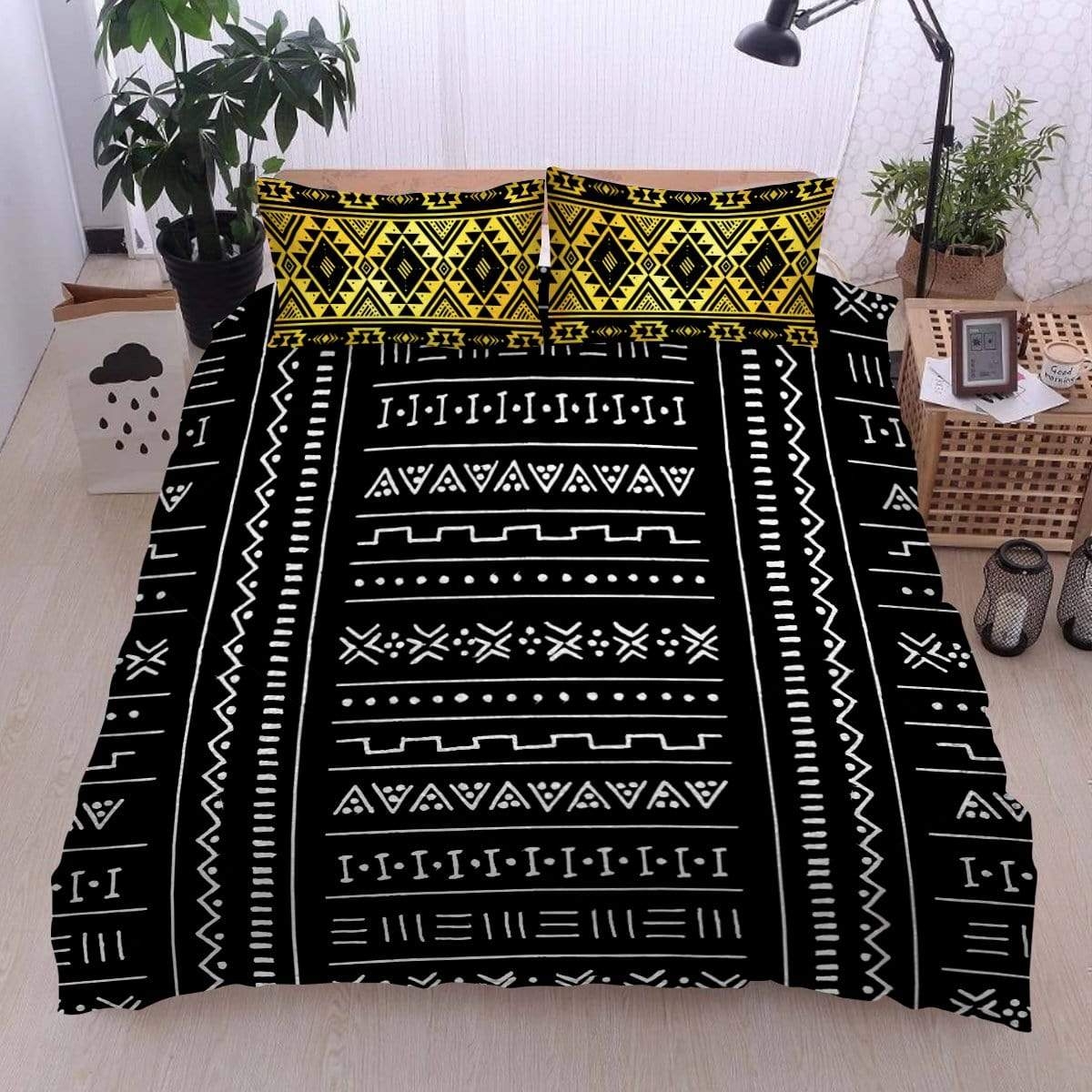 Printed Mudcloth Bed Sheets Spread Duvet Cover Bedding Set - Unique Anime Apparel for Fans