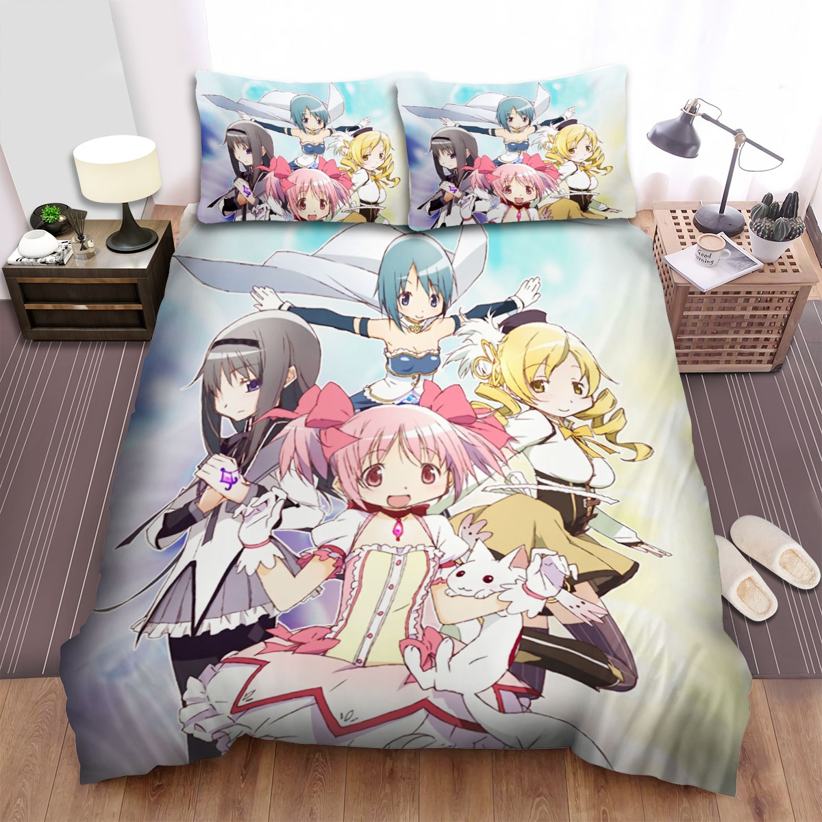 Puella Magi Madoka Magica Anime Madoka And Friends Bed Sheets Spread Duvet Cover Bedding Set - Unique Anime Apparel for Fans
