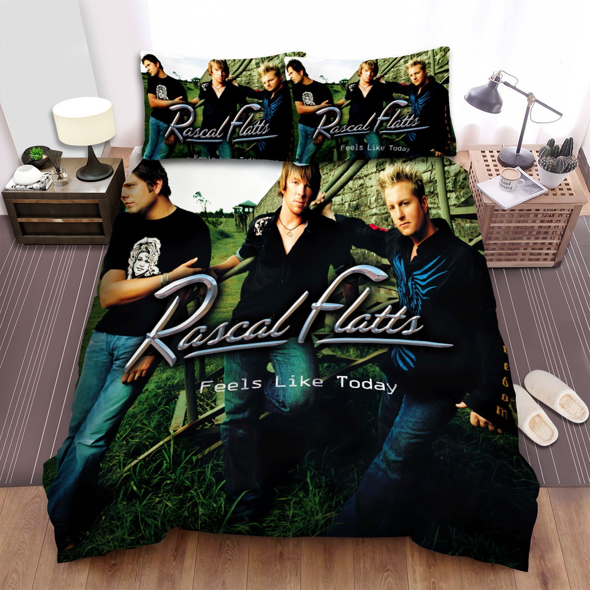 Rascal Flatts Photo Album Cover Feels Like Today Bed Sheets Spread Duvet Cover Bedding Set - Unique Anime Apparel for Fans