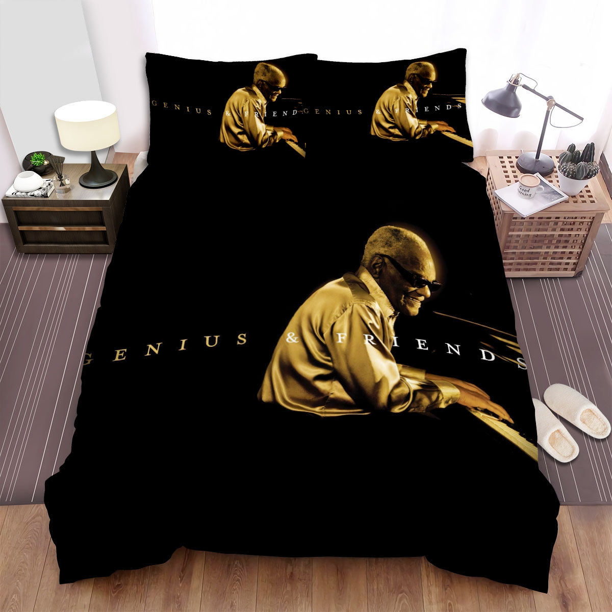 Ray Charles Genius And Friends Bed Sheets Spread Duvet Cover Bedding Set - Unique Anime Apparel for Fans