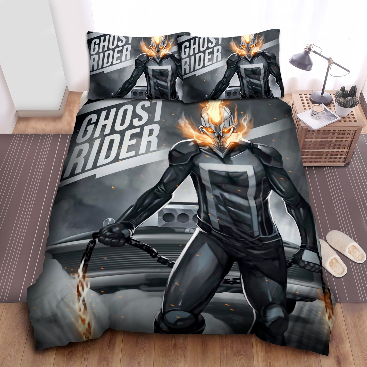 Robot Ghost Rider Bed Sheets Spread Duvet Cover Bedding Set - Unique Anime Apparel for Fans
