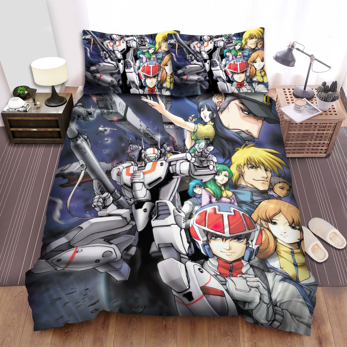 Robotech Wallpaper Bed Sheets Spread Comforter Duvet Cover Bedding Set - Unique Anime Apparel for Fans