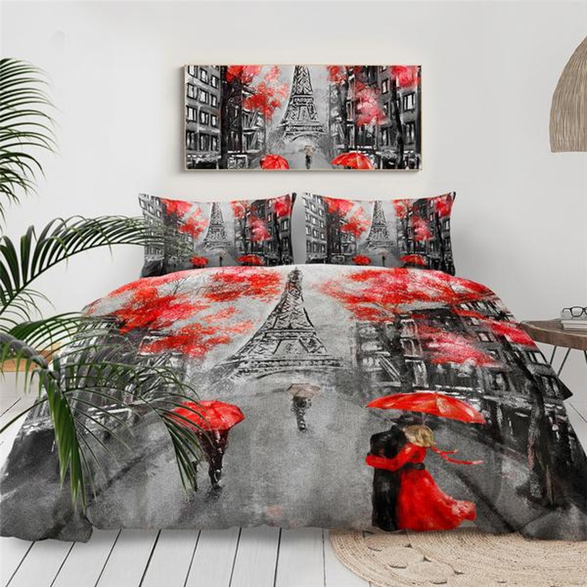 Romantic Paris Tower Bed Sheets Spread Comforter Duvet Cover Bedding Set - Unique Anime Apparel for Fans