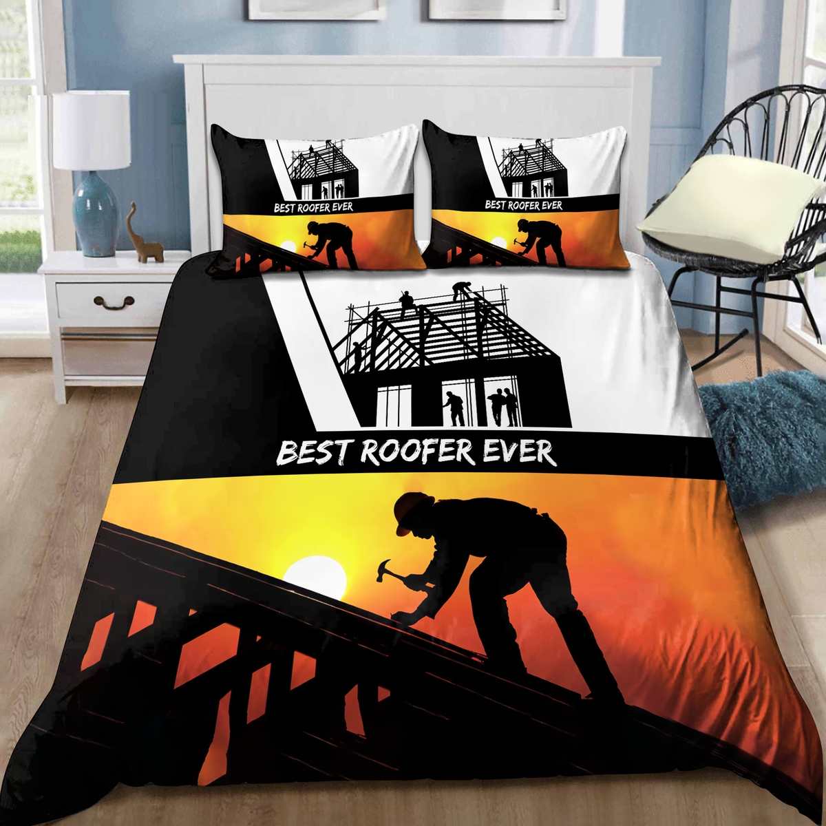 Roofer Best Roofer Ever Bed Sheets Spread Comforter Duvet Cover Bedding Set - Unique Anime Apparel for Fans