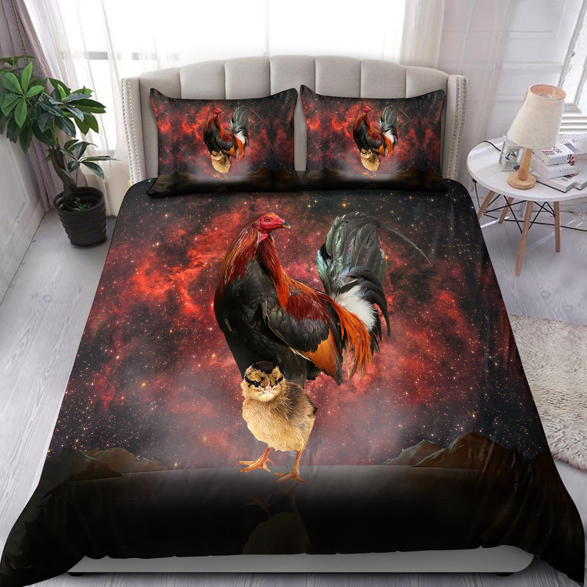 Rooster Bedding Set Bed Sheets Spread Duvet Cover Bedding Set - Unique Anime Apparel for Fans