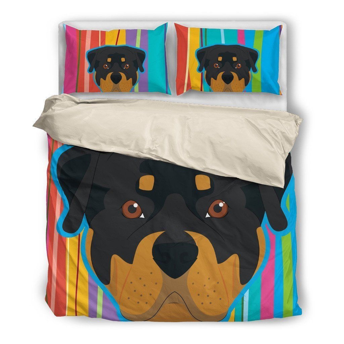 Rottweiler Bed Sheets Spread Duvet Cover Bedding Set - Unique Anime Apparel for Fans
