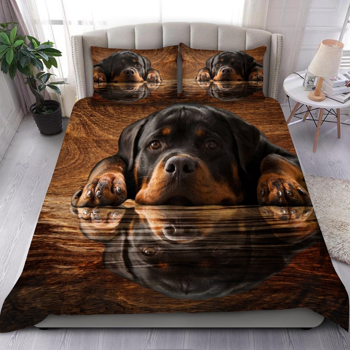 Rottweiler Dog Bedding Set Bed Sheets Spread Comforter Duvet Cover Bedding Set - Unique Anime Apparel for Fans
