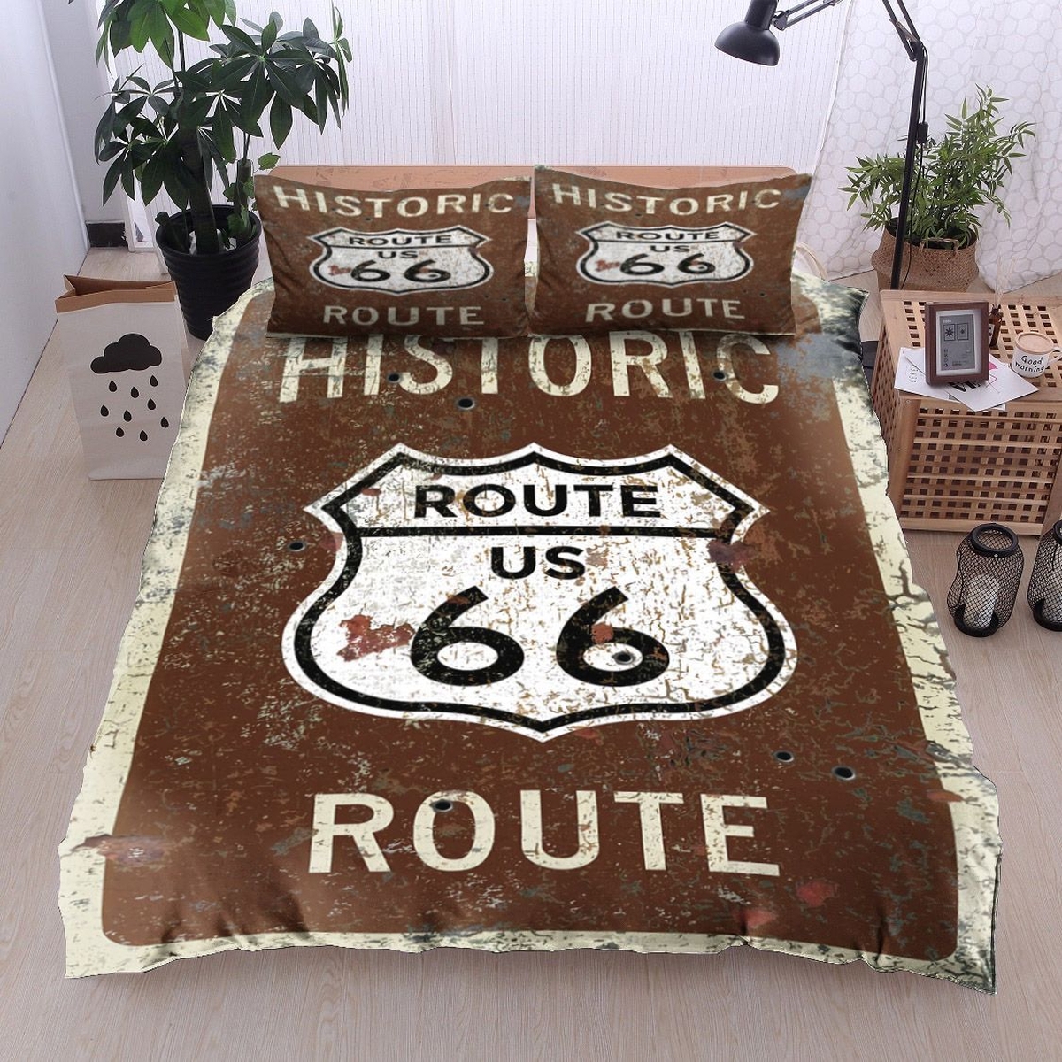 Route 66 Historic Bed Sheets Spread Duvet Cover Bedding Set Perfect Gifts For History Lover Gifts For Birthday Christmas Thanksgiving - Unique Anime Apparel for Fans