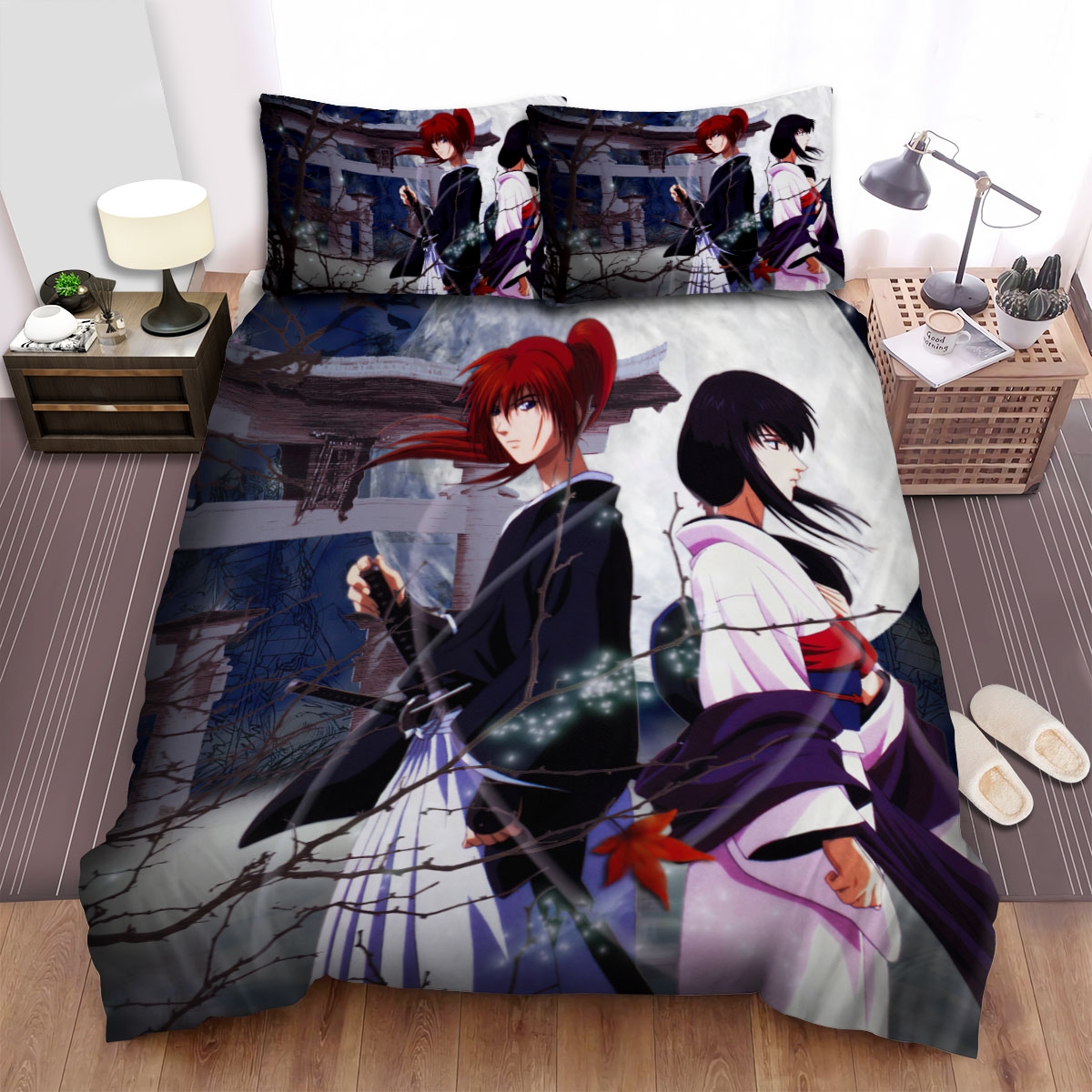 Rurouni Kenshin Himura Kenshin Yukishiro Tomoe Bed Sheets Spread Duvet Cover Bedding Set - Unique Anime Apparel for Fans