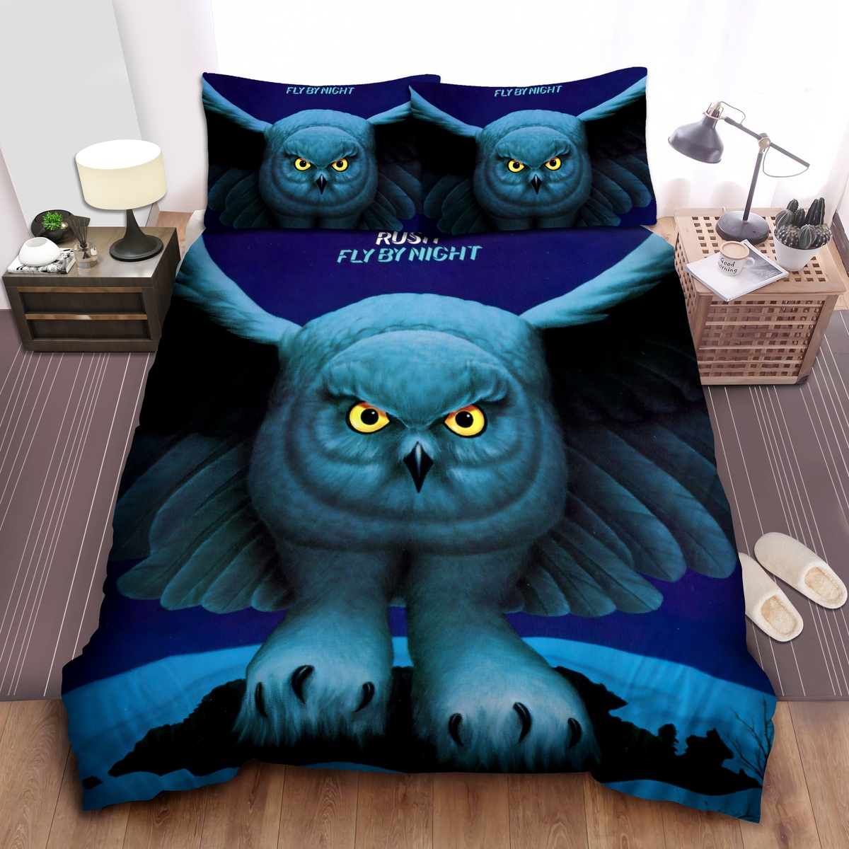 Rush Fly By Night Album Poster Bed Sheet Spread Duvet Cover Bedding Set - Unique Anime Apparel for Fans
