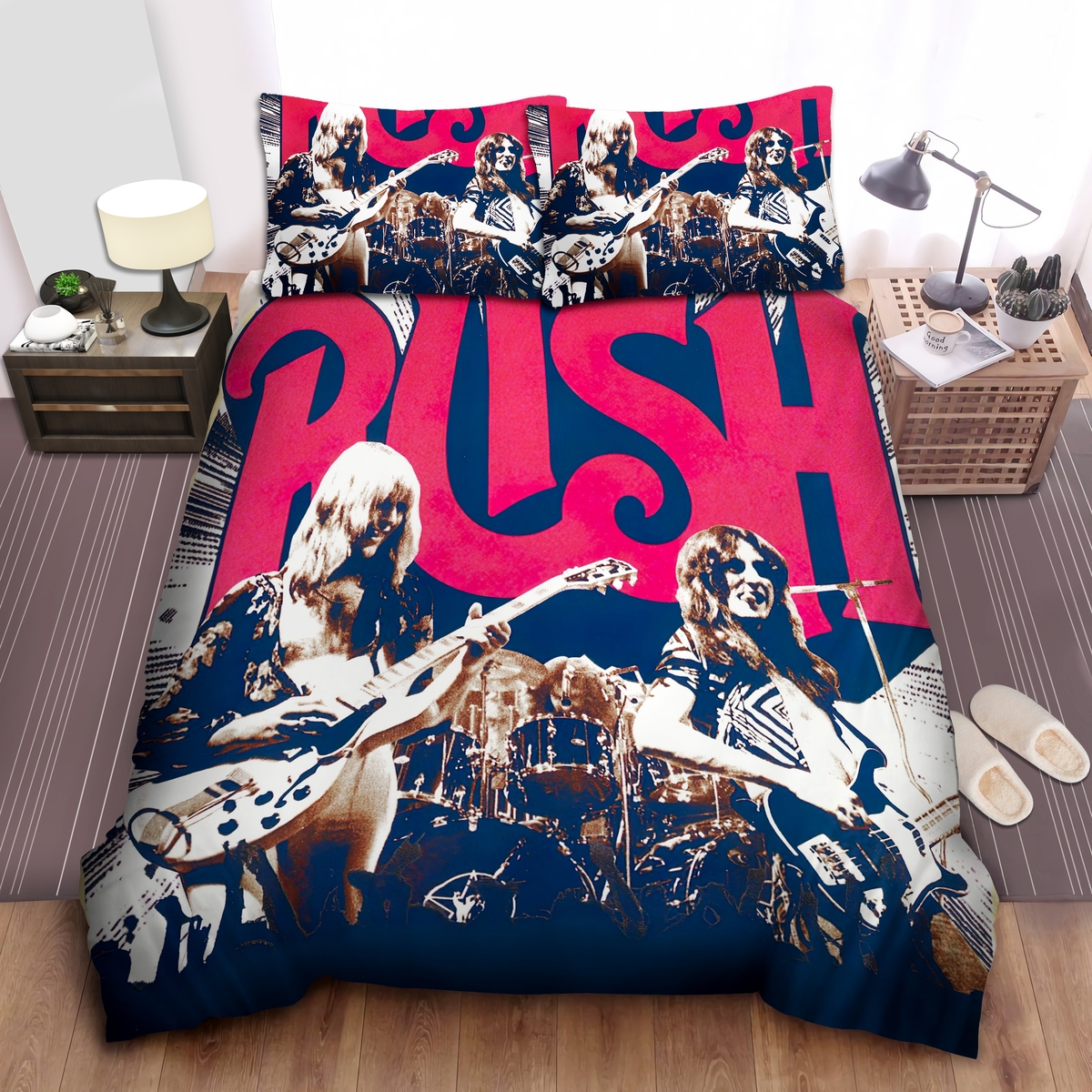 Rush Vintage Black & White Photograph Bed Sheet Spread Duvet Cover Bedding Set - Unique Anime Apparel for Fans