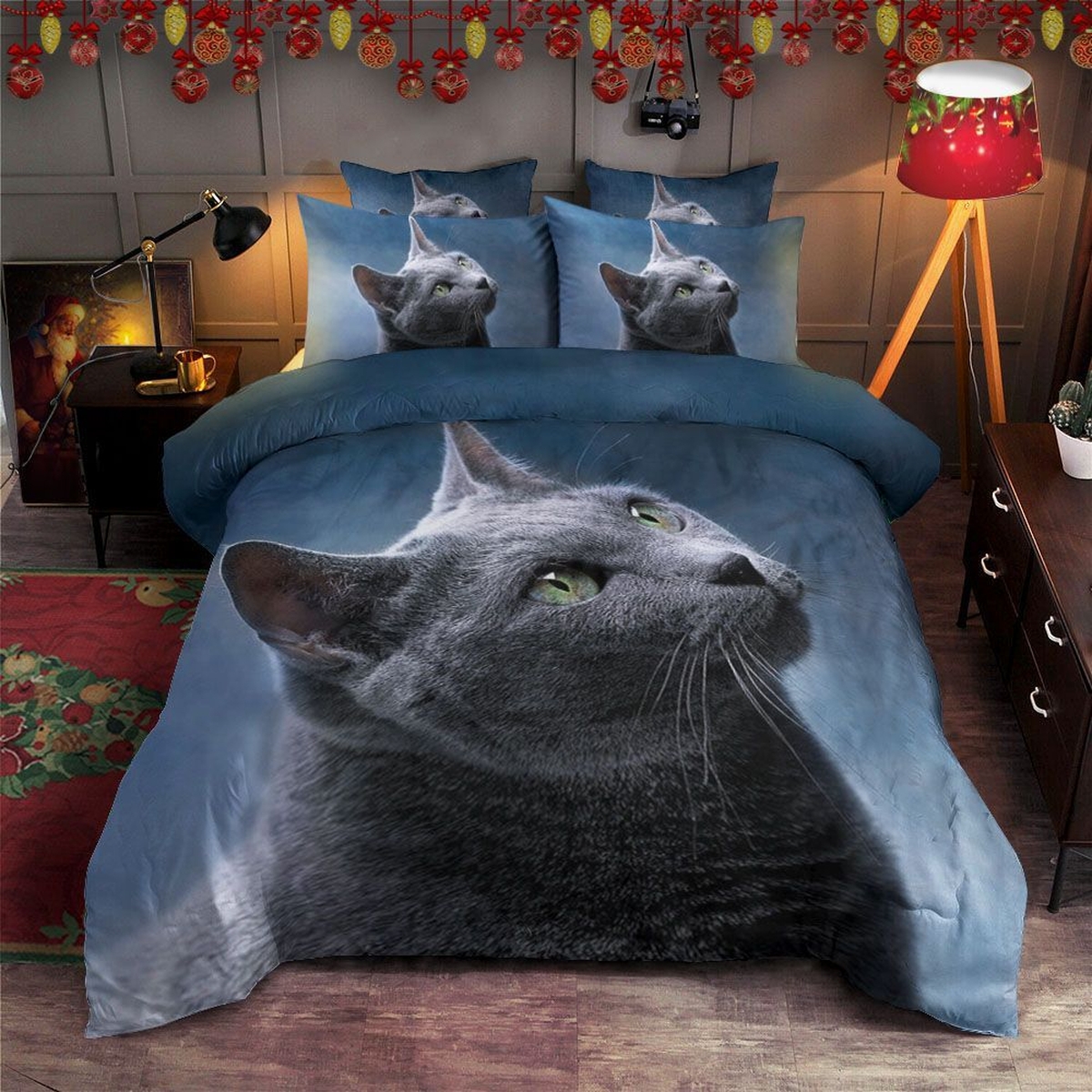 Russian Blue Cat Bed Sheets Spread Duvet Cover Bedding Set - Unique Anime Apparel for Fans
